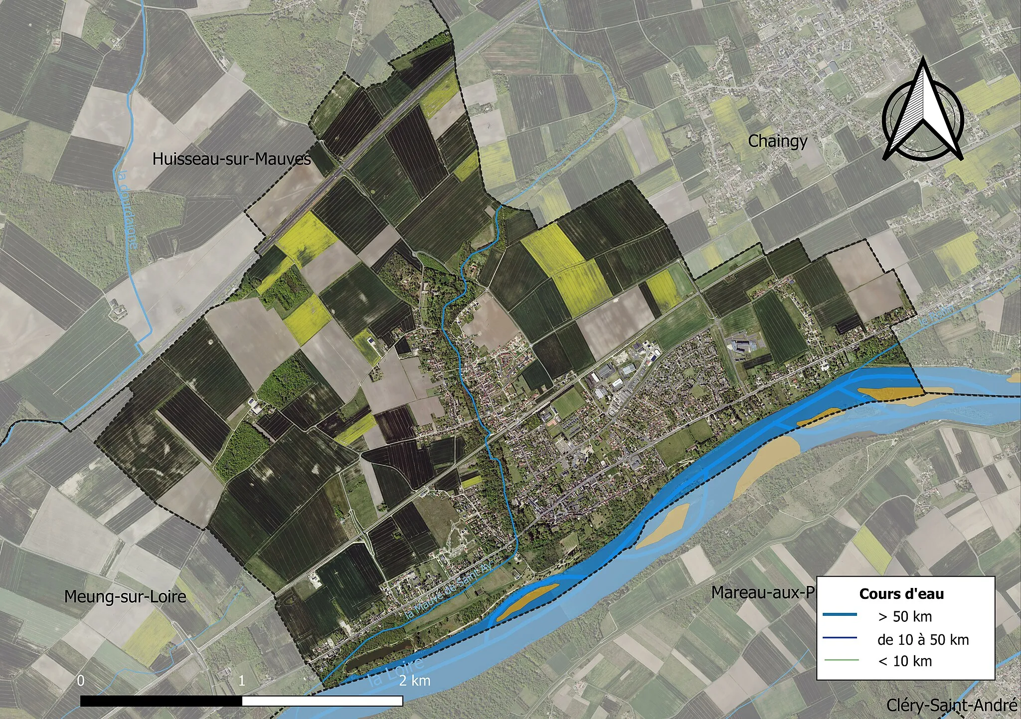 Photo showing: Carte orhophotogrammétrique de la commune de fr:Saint-Ay (France).