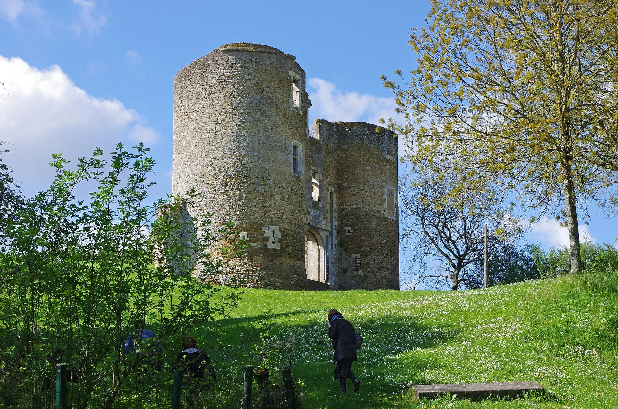 Photo showing: Au deffus de la Ville eft un fort Château de grande étendue , au milieu duquel fe voit une Tour de prodigieufe groffeur , accompagnée de deux autres , entre lefquelles cit: aﬂis le Portail du Château. De la Châtelenie de Levroux dépendent les Parroifes de S.Phalier , Rouvre les bois , Sainte Colombe, Baudre & plufieurs Fiefs. Il y a dans la Ville un Hôpital & une Maladerie.
Le Château de Levroux fut aﬂiegé & pris par le Roy Philippe Augufte, l'an 1188. pendant les Guerres de France & d'Angleterre. Durant le Siège il arriva une chofe affez remarquable, & que les Hitoriens du temps n’ont pas oubliée. ll y avoit un torrent devant le Château , où il y avoit ordinairement grande abondance d'eau, qui pour lors étoit à fec à caufe des excessives chaleurs , de maniere que l'Armée étoit grandement incommodée , faute d'eau , pour faire boire les Soldats , & pour abreuver les chevaux ; alors contre l'attente de tout le monde , il furvint une telle abondance d'eau , que les chevaux en avoient jufques aux fangles , & par ce moyen les Aﬂiegeans eurent de: quoy appaifer leur foif & abreuver leurs chevaux, ce qui fut reputé pour miracle, Le Roy s’étant rendu Maître de la Place , en ﬁt don à fon Couﬁn ﬁls du Comte Thibaud de Champagne.

(Histoire de Berry- Gaspard Thaumas de la Thaumassière - 1689)