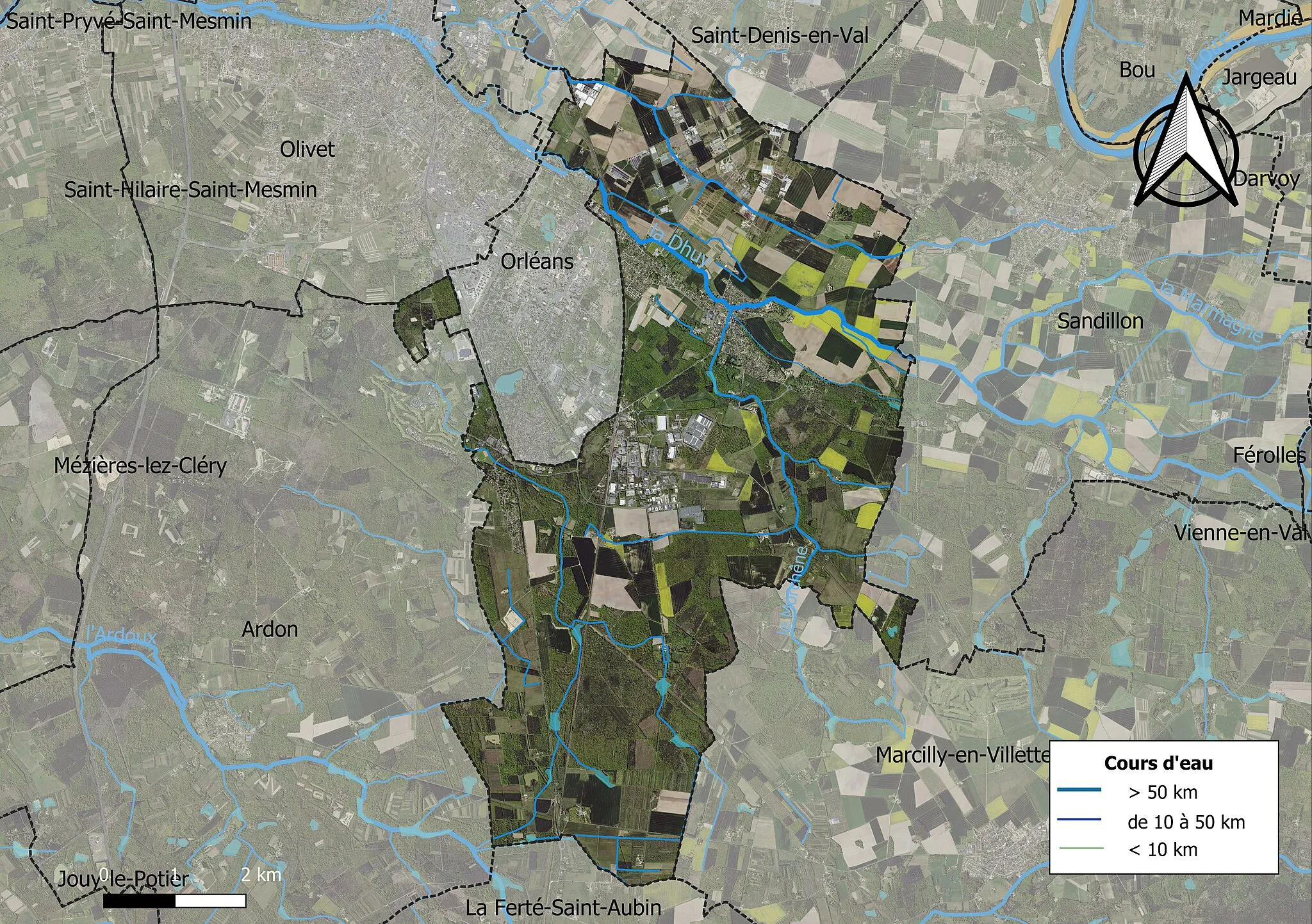 Photo showing: Carte orhophotogrammétrique de la commune de fr:Saint-Cyr-en-Val (France).