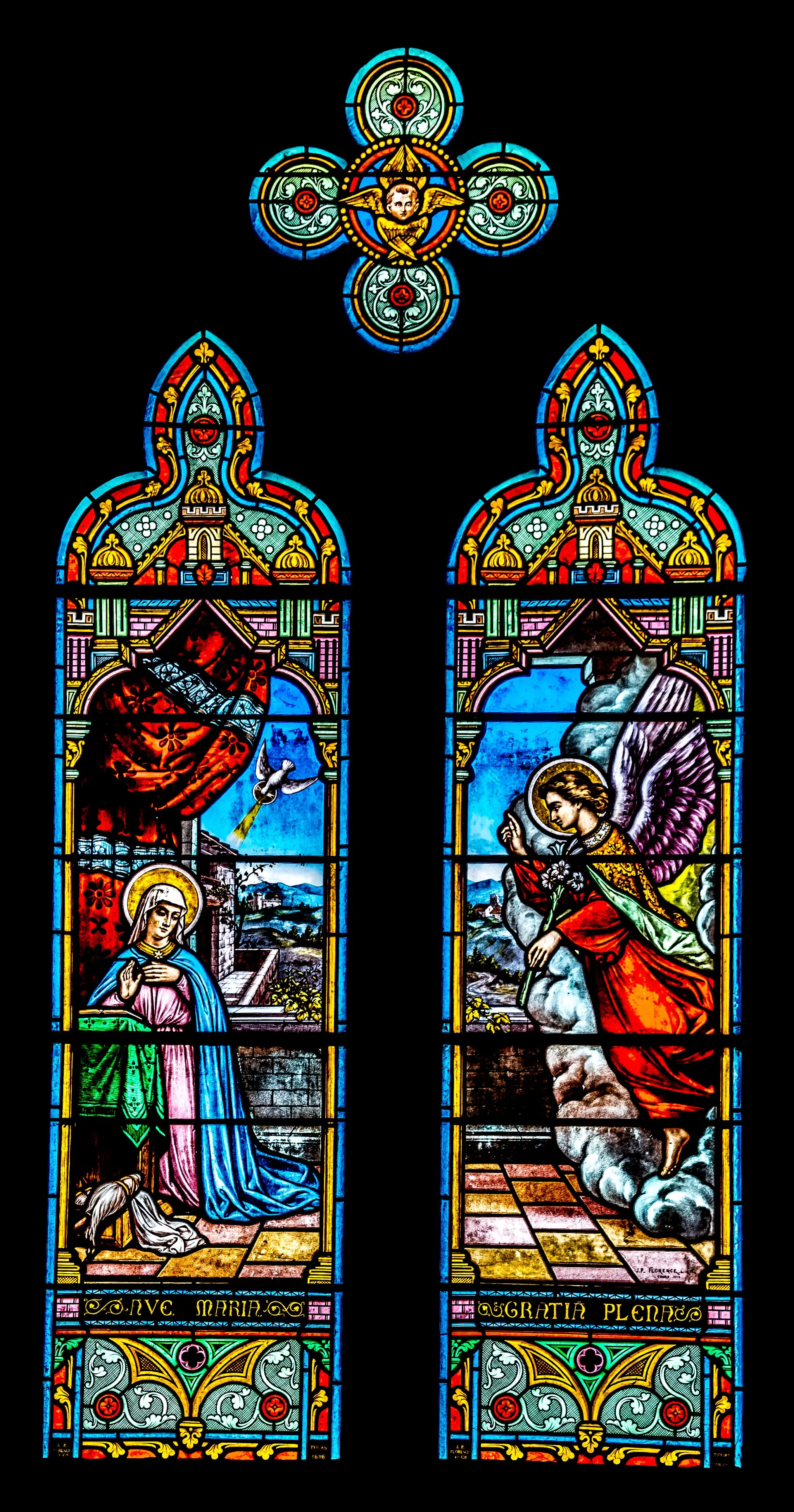 Photo showing: Stained-glass window of the Saint Nicasius church of Bracieux, Loir-et-Cher, France