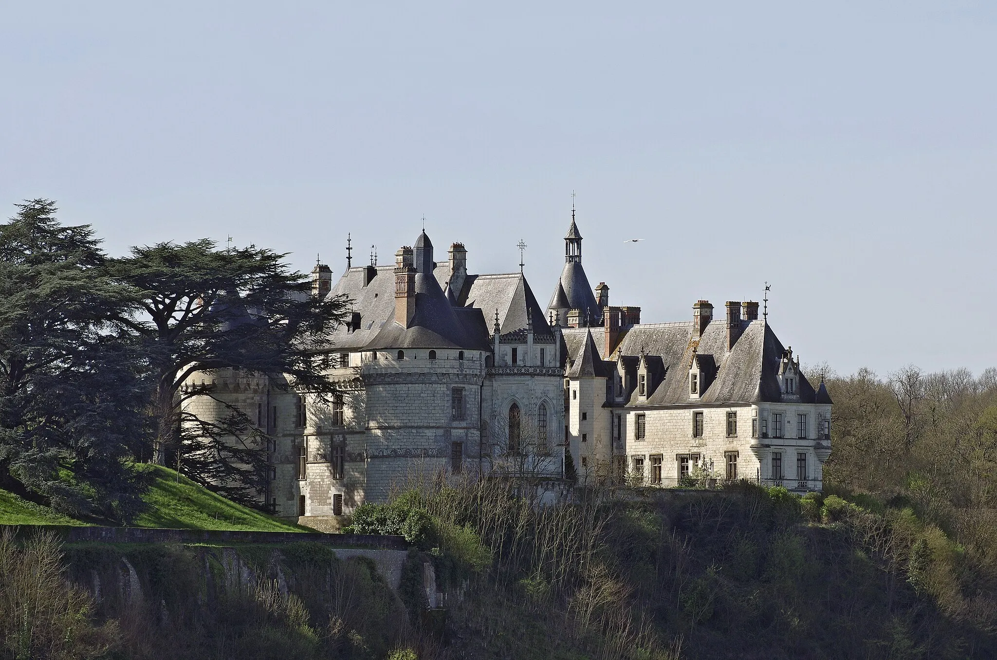 Photo showing: Eudes Ier, comte de Blois fit construire une forteresse à Chaumont pour protéger la ville de Blois des comtes d'Anjou. La forteresse d'origine fut brûlée et rasée par Louis XI en 1455, pour punir Pierre d'Ambroise de s'être révolté contre le pouvoir royal.
Jacques Donatien le Ray, fils d’un gros bourgeois de Nantes achète le château en 1750. Il y donnait des fêtes populaires, ce qui préserva le château lors de la Révolution de 1789. Il reçoit Benjamin Franklin, Jean-Jacques Rousseau. Son fils, part pour le Nouveau Monde pour y fonder une colonie dans l'Ohio, du nom de Chaumont.
Eudes I, Count of Blois built a fortress at Chaumont to protect the city of Blois Count of Anjou.The original fortress was burned and razed by Louis XI in 1455 to punish Pierre d'Amboise of having rebelled against the royal power.

Jacques Donatien Le Ray, son of a rich bourgeois bought the castle of Nantes in 1750.He gave popular festivals, which preserved the castle during the Revolution of 1789.He received Benjamin Franklin, Jean-Jacques Rousseau.His son, left for the New World to establish a colony in Ohio, named