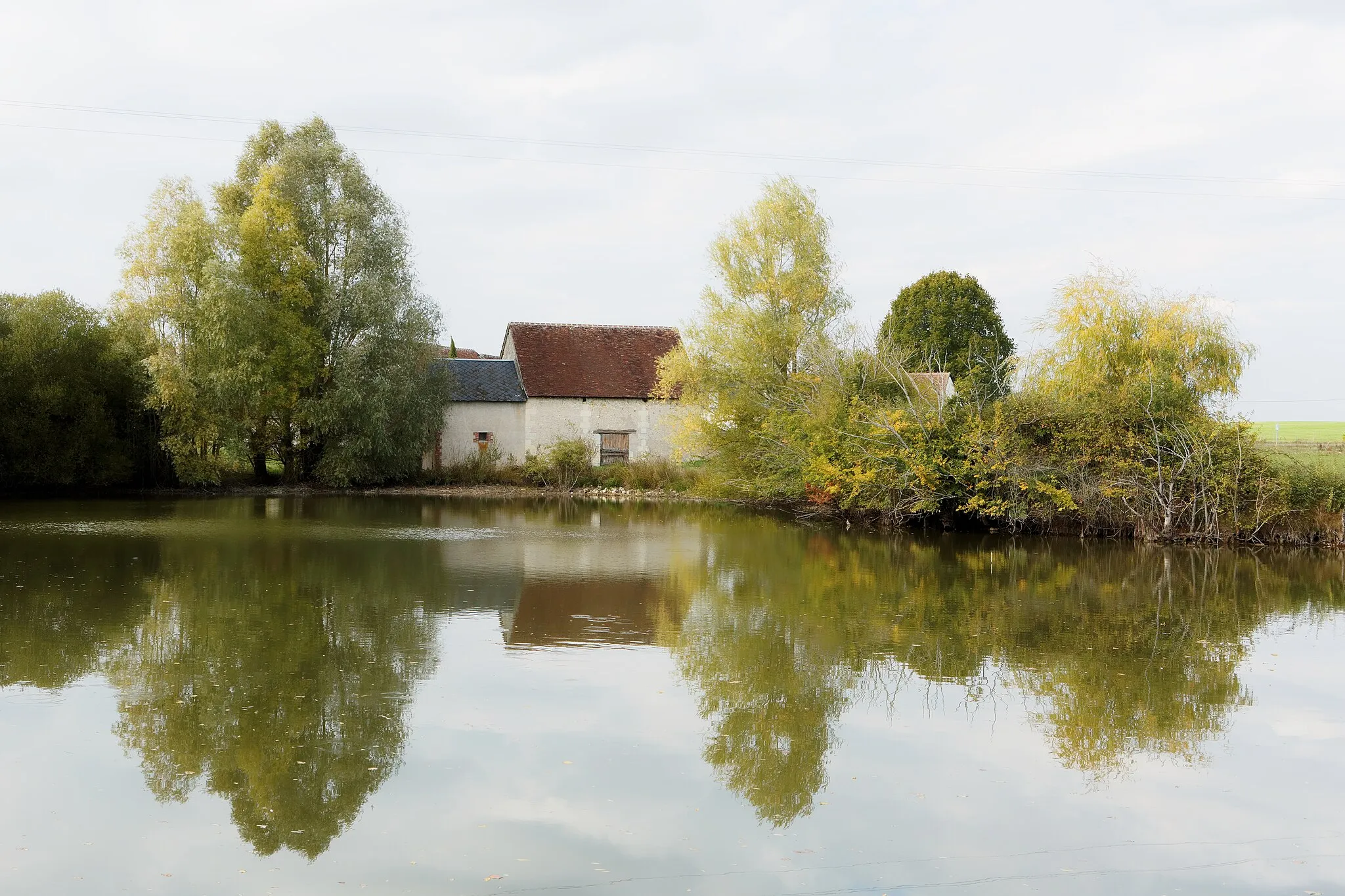 Photo showing: Mare et habitation situées près du petit étang de Montreuil-en-Touraine durant l'Opération Libre.