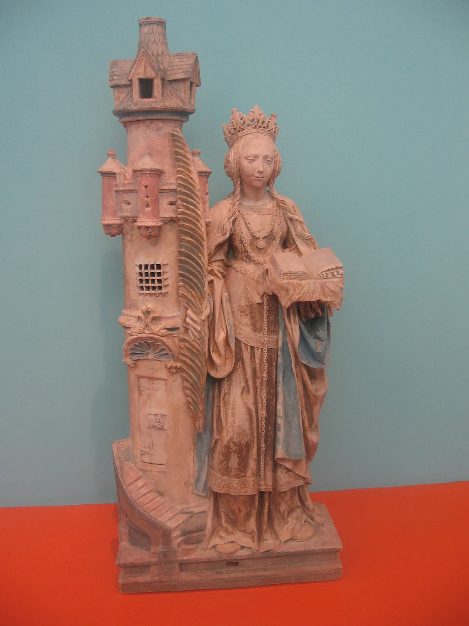 Photo showing: Exposition "Le Beau XVIe siècle".
Sainte Barbe
Vers 1520-1530.
Statue, calcaire polychromé.

Villeloup (Aube) - Classé Monument historique le 15.09.1984