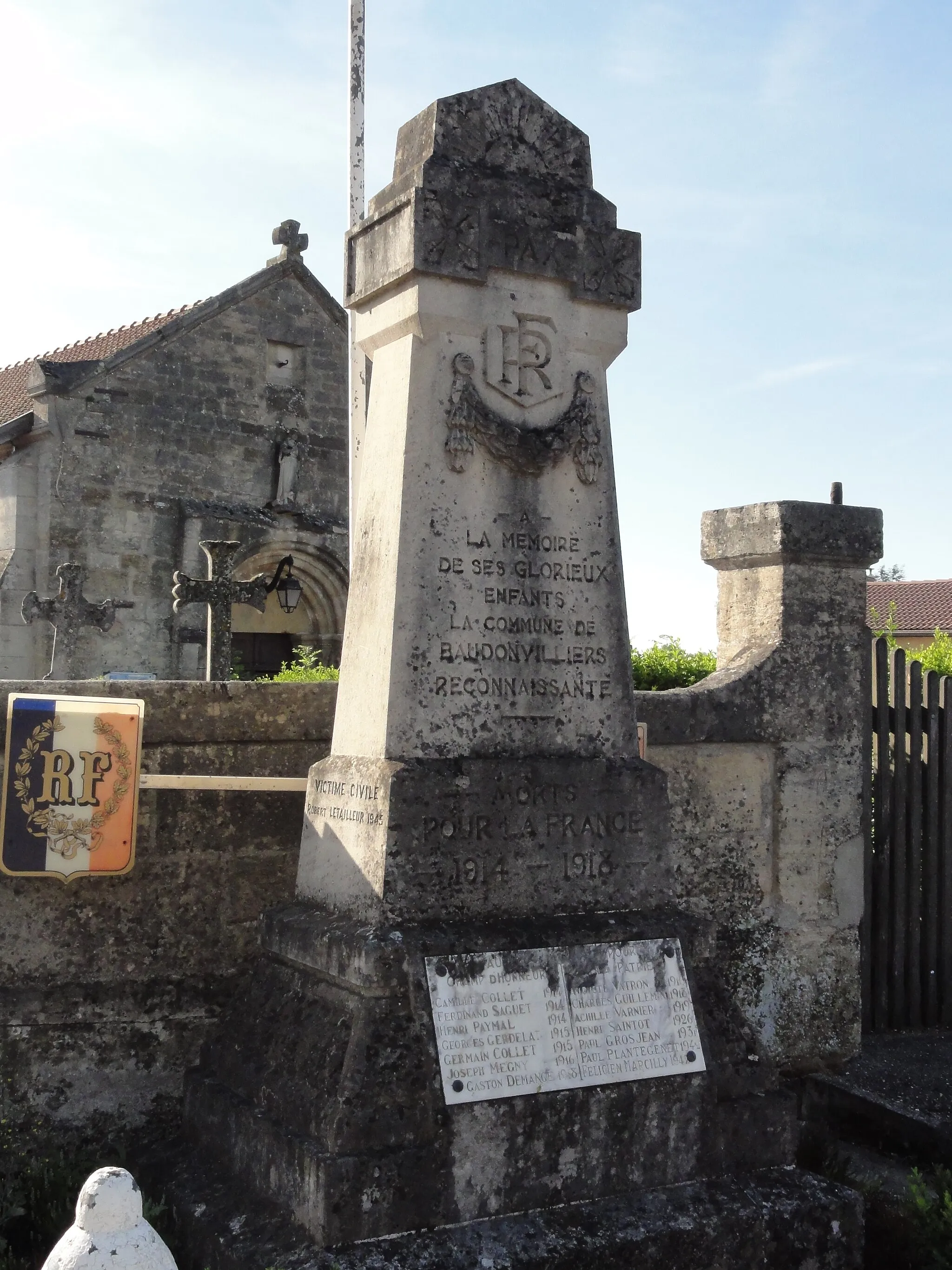 Photo showing: Baudonvilliers (Meuse) monument aux morts