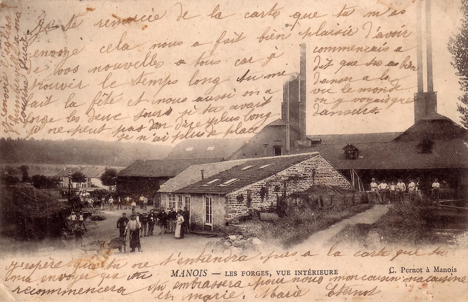 Photo showing: Carte postale: vue des forges vers 1920.