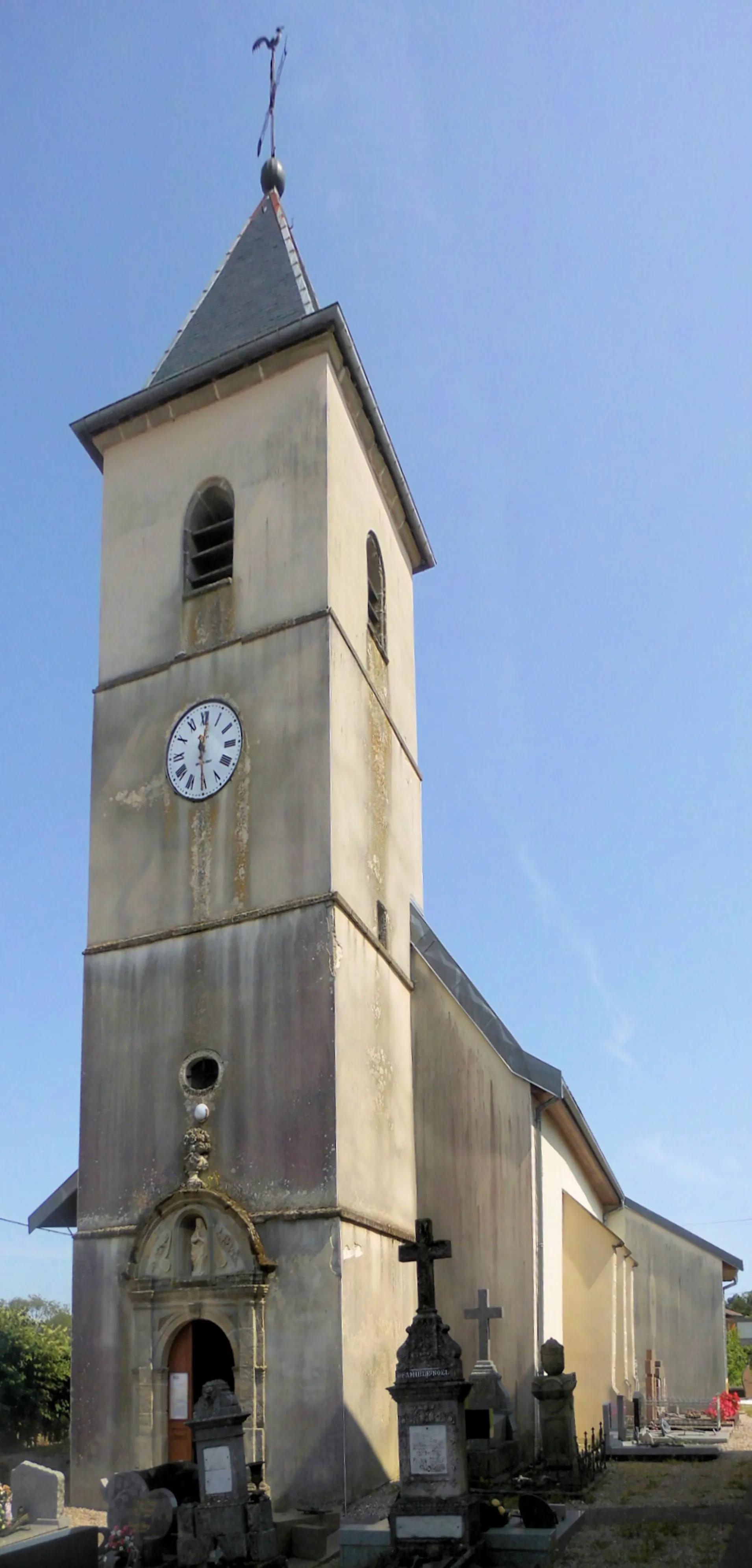 Photo showing: L'église Saint-Jean-Baptiste de Valleroy-le-Sec, côté ouest