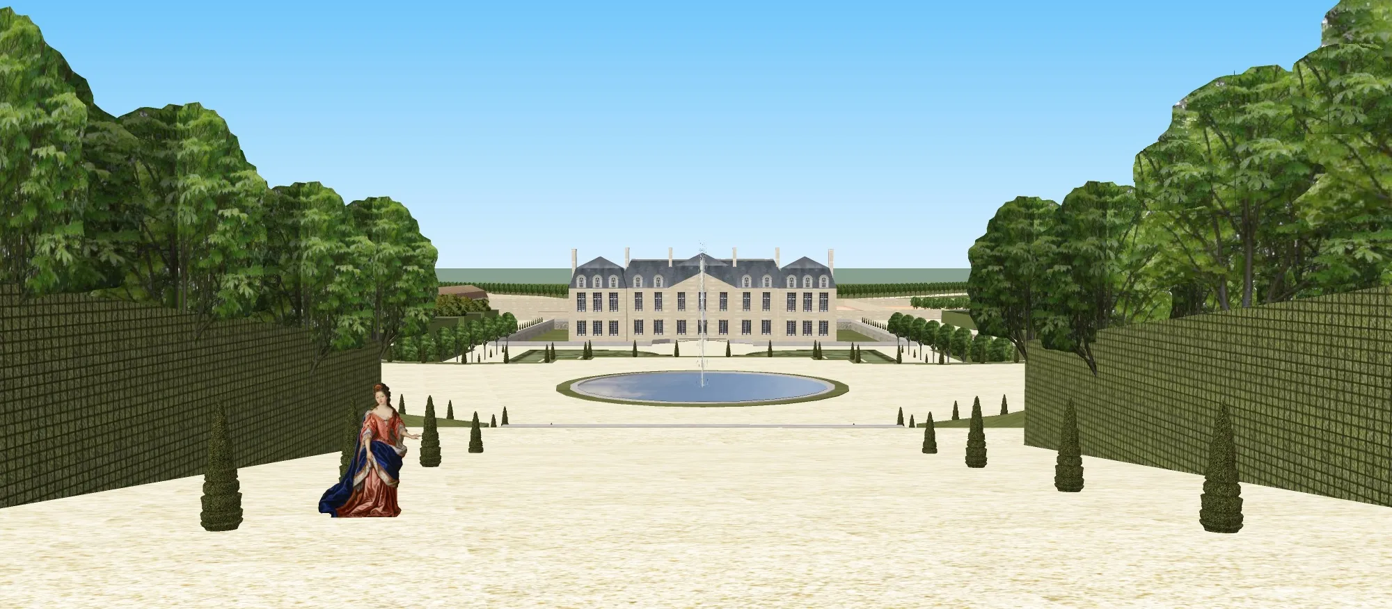 Photo showing: Vue du jardin de Louvois depuis l'allée haute centrale