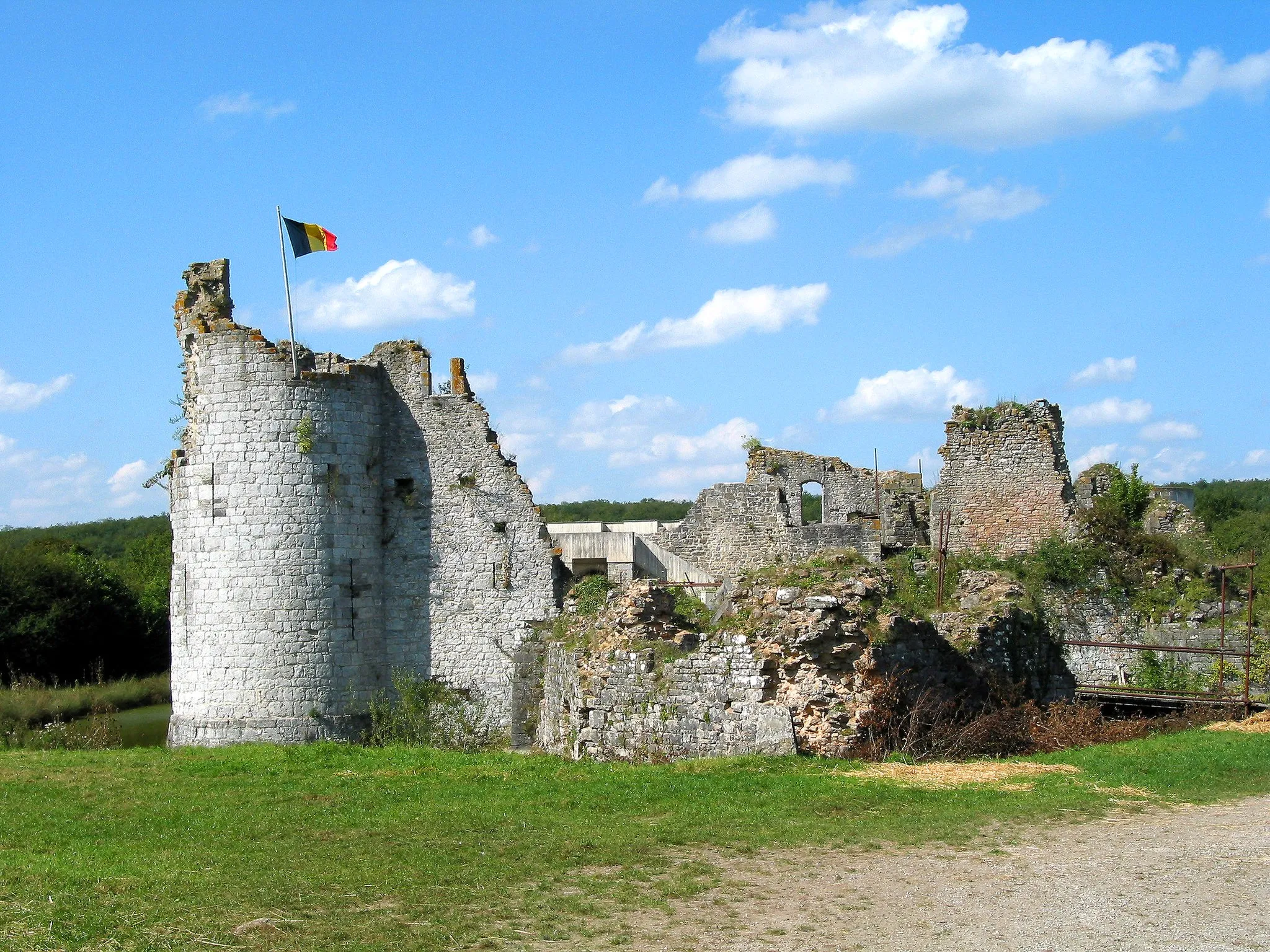 Photo showing: Fagnolle (Belgium), ruines of the old feudal castle of Fagnolles (XIIth century).