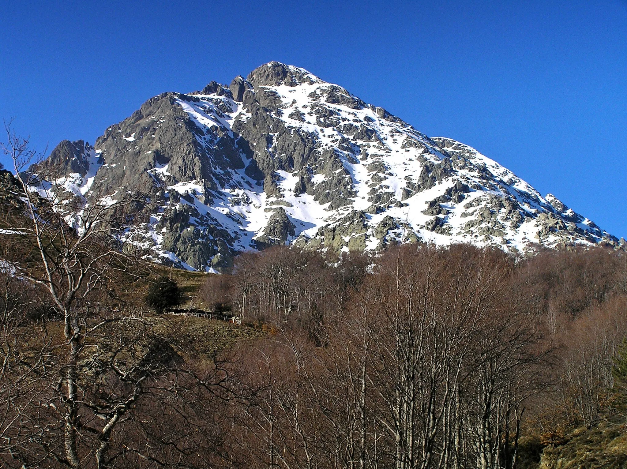 Photo showing: Bocognano (Corse) - Le Monte d'Oro (2389 m) vu depuis la montée au col de Vizzavona