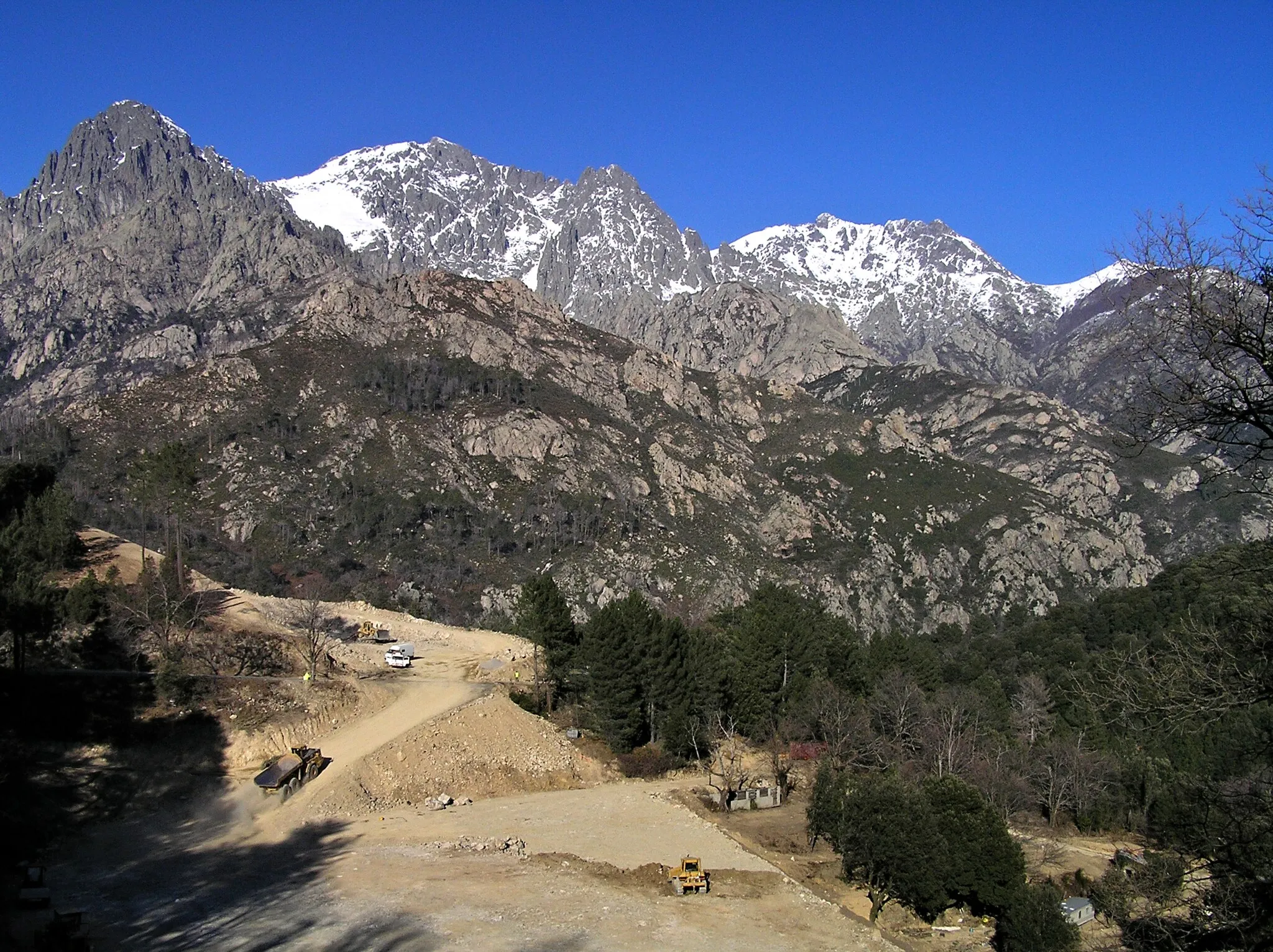 Photo showing: Bocognano (Corse) - Travaux du contournement du village par déviation de la RN 193