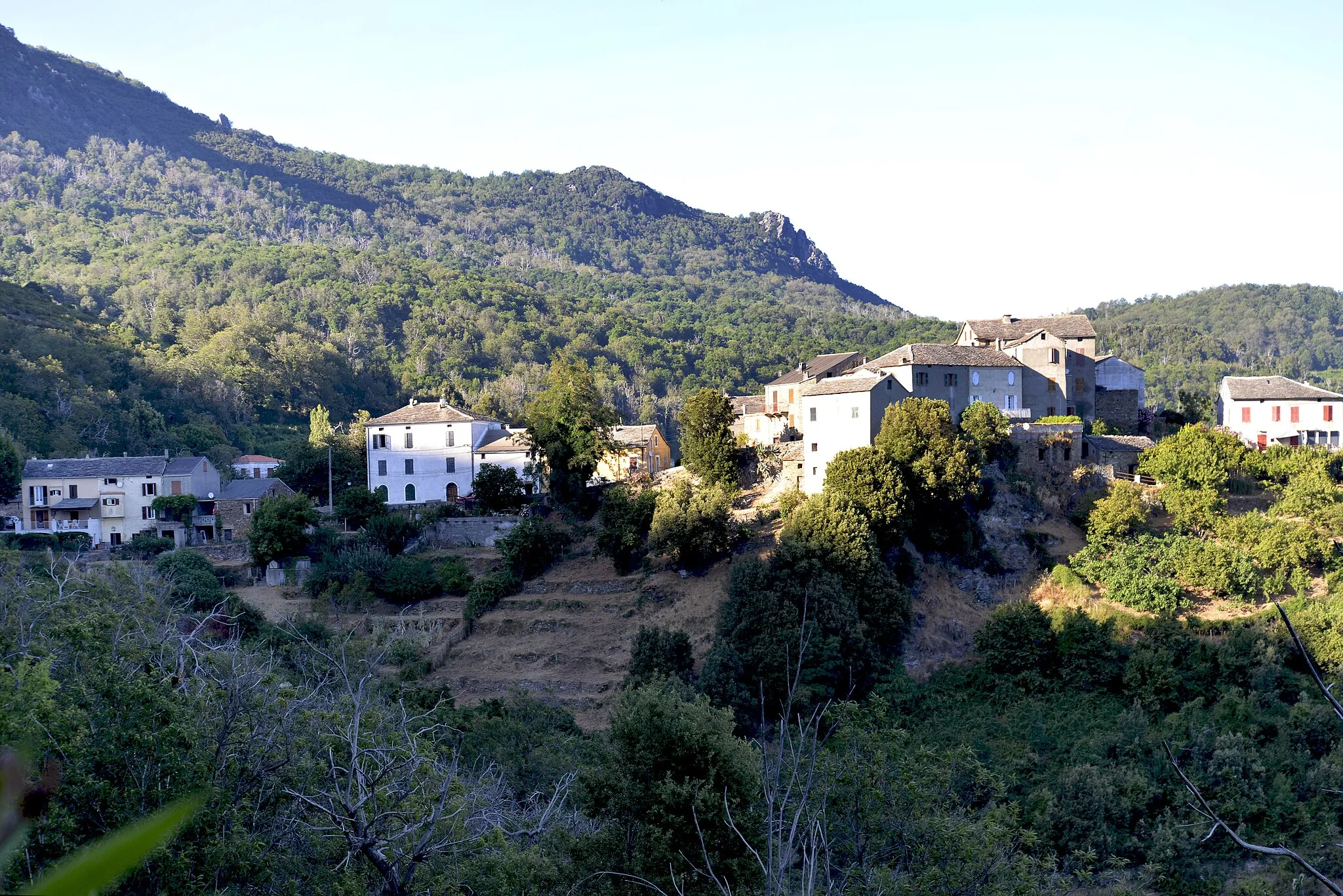 Photo showing: Piano, Ampugnani (Corse) - Vue du village depuis la route D237. Camera location 42° 26′ 46.87″ N, 9° 24′ 03.88″ E View this and other nearby images on: OpenStreetMap 42.446354;    9.401078