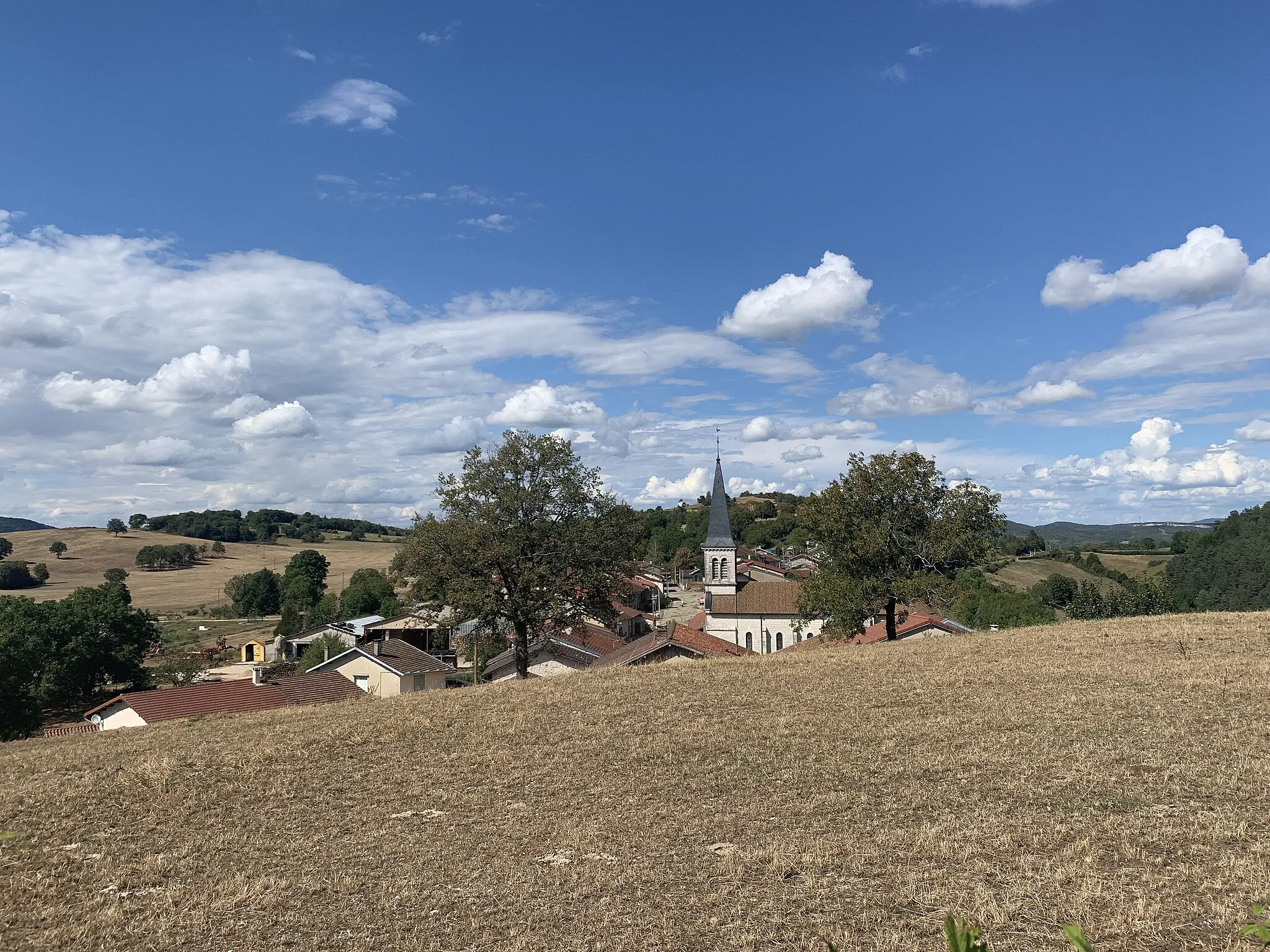 Photo showing: Vue du village d'Arnans depuis le cimetière d'Arnans, Corveissiat.