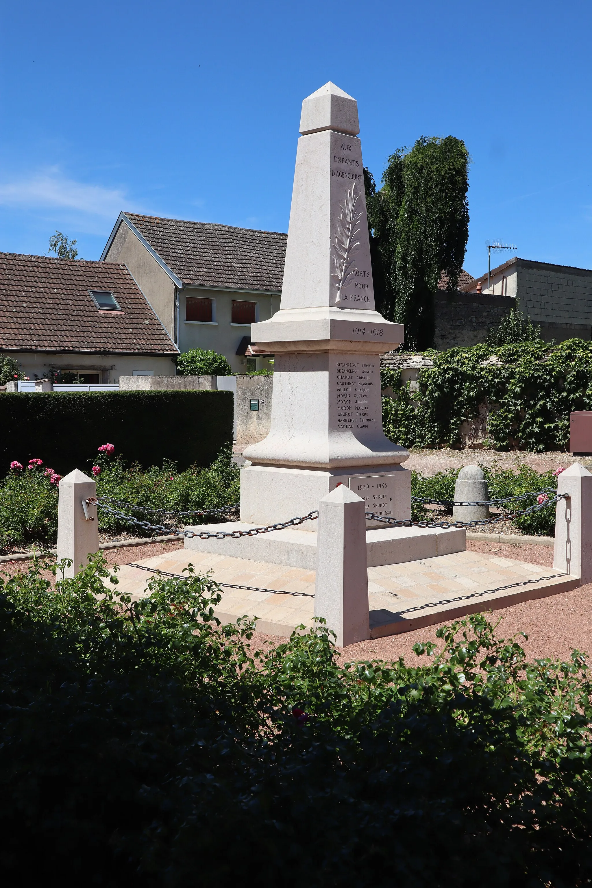 Photo showing: Monument aux morts d'Agencourt (Côte-d'Or).