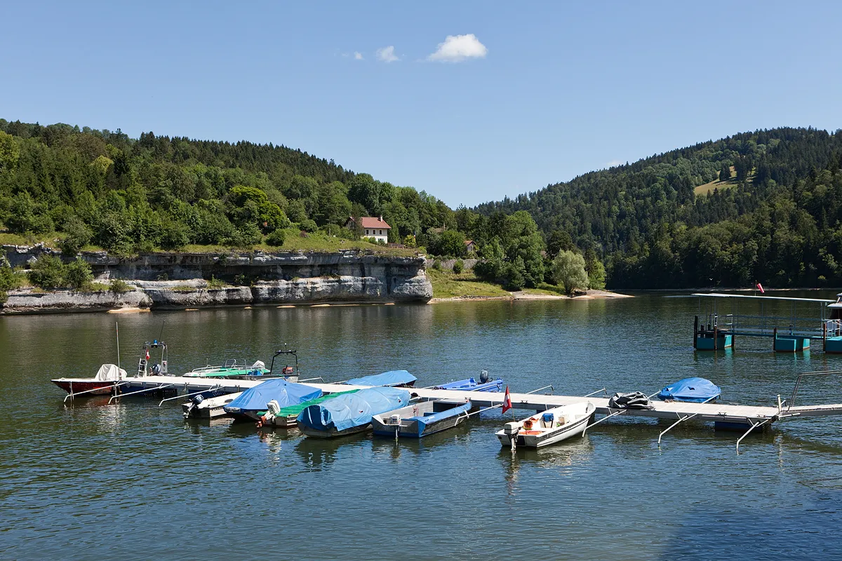 Photo showing: See in Les Brenets, der vom Fluss Doubs gebildet wird