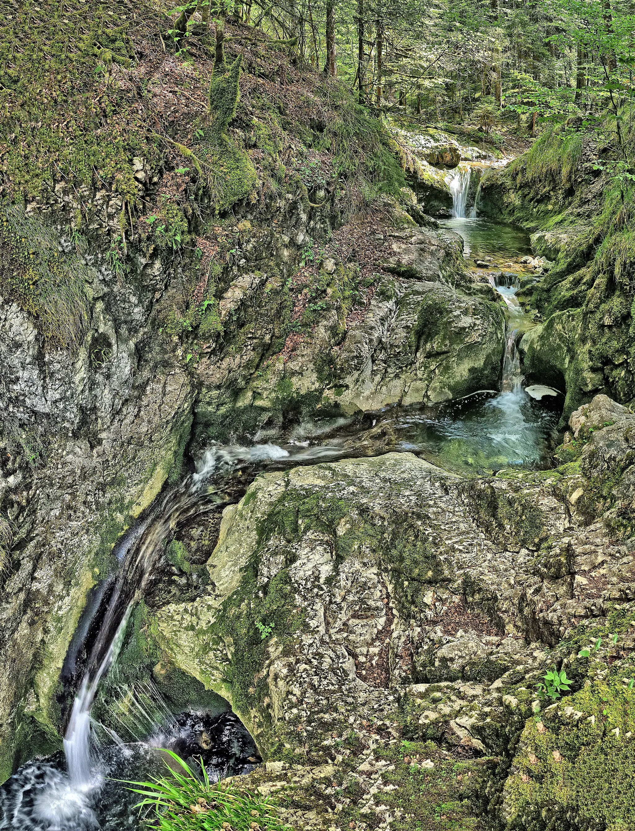 Photo showing: La partie haute de la cascade des Chaudières