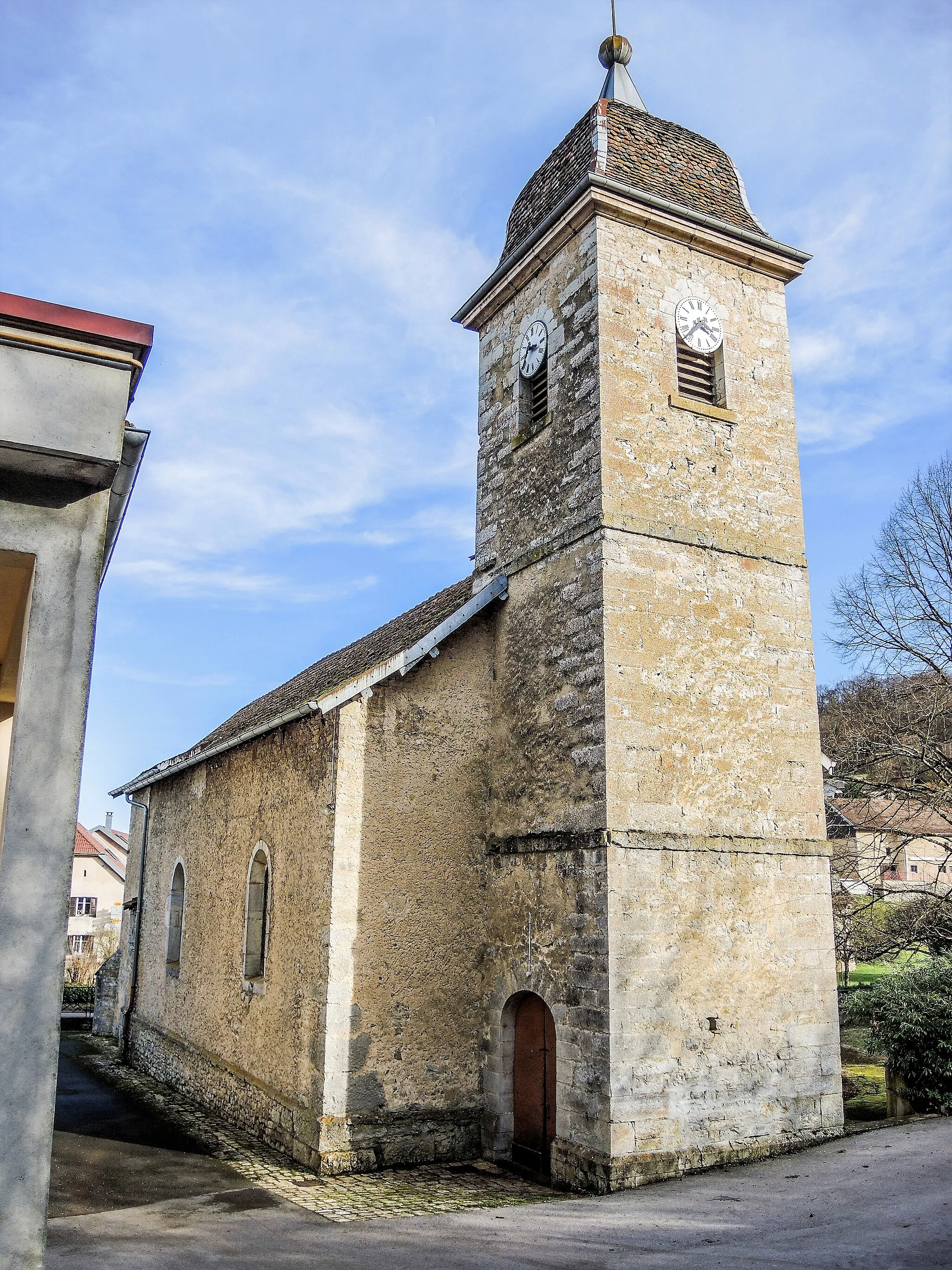 Photo showing: Clocher de l'église de Blussans