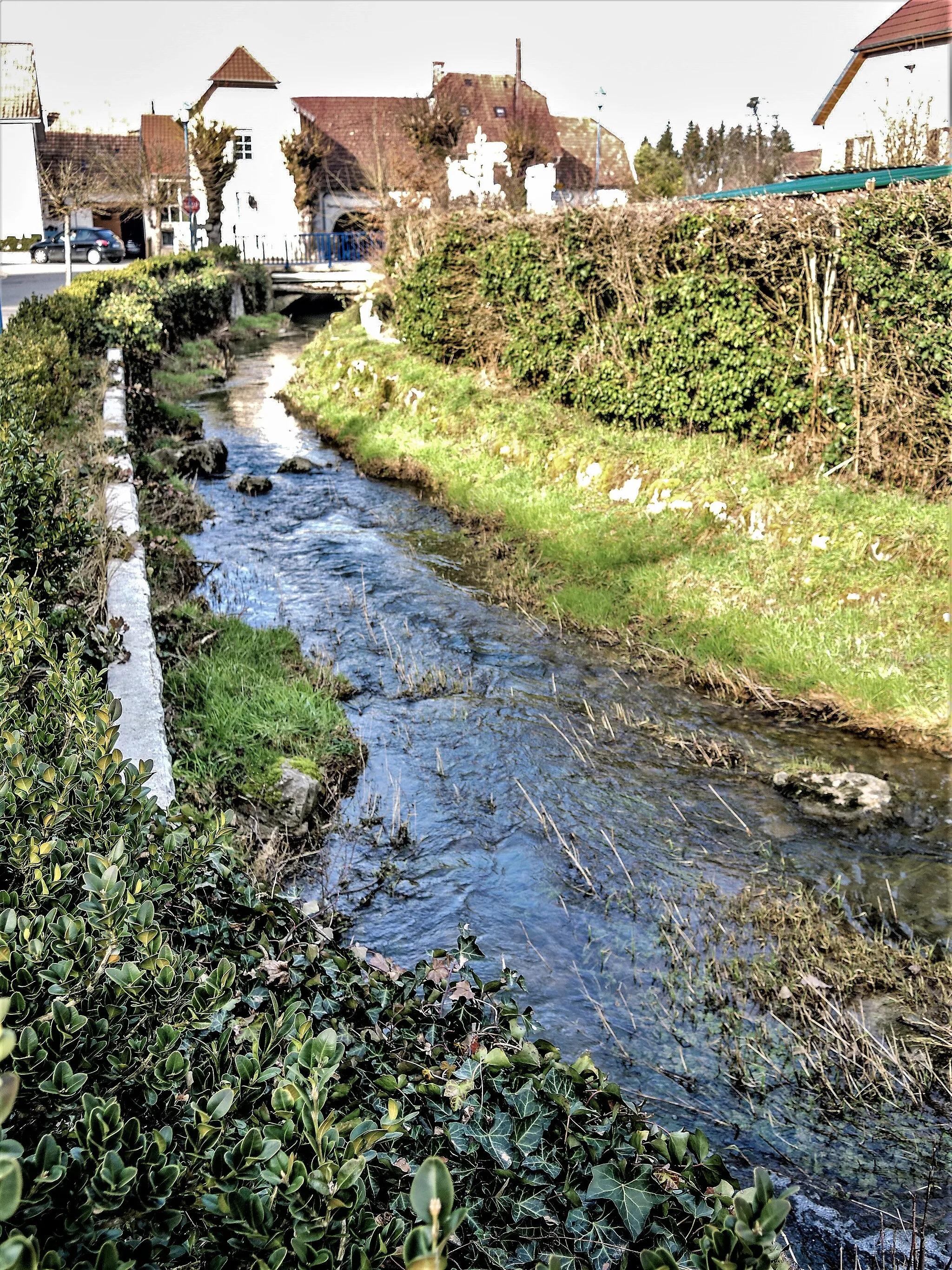 Photo showing: Ruisseau de Blussans, au centre du village