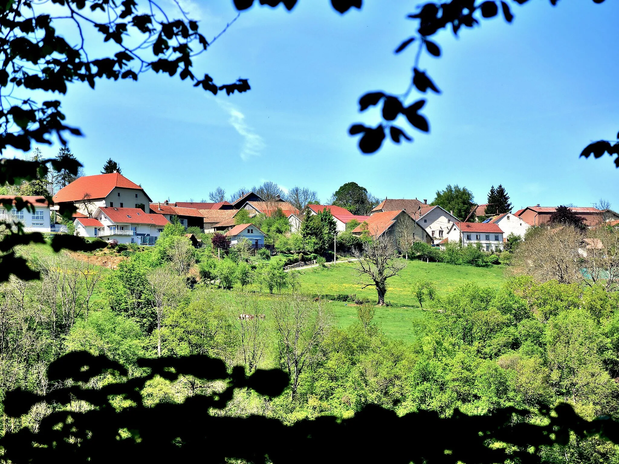Photo showing: Panorama sur le village, depuis la route de Vauclusotte. Valoreille. Doubs