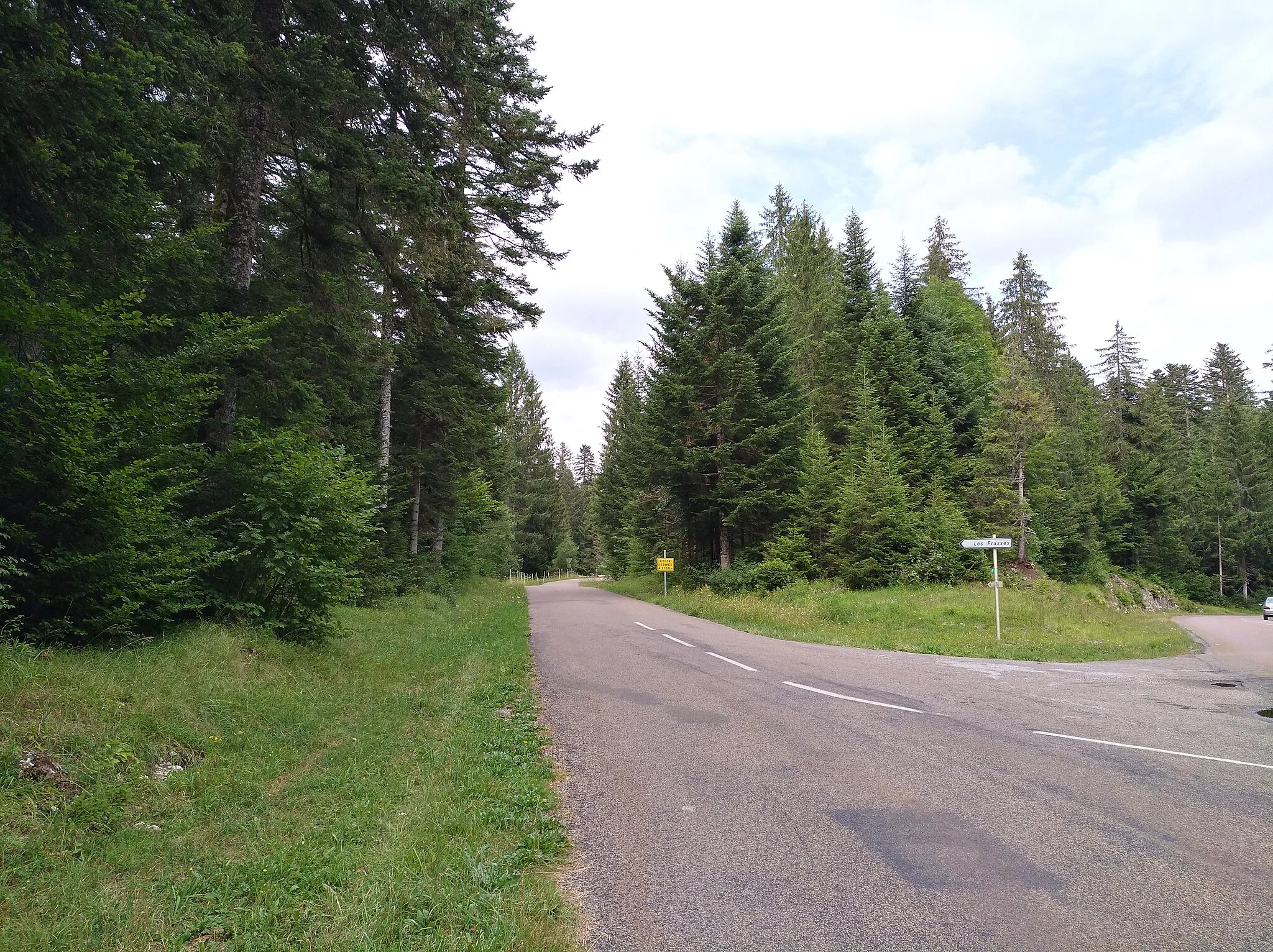 Photo showing: Route départementale 28 à Château-des-Prés (Jura, France), en direction du hameau des Frasses.