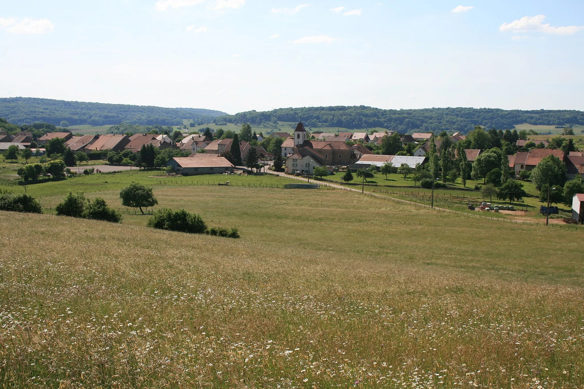 Photo showing: Autrey-les-Cerre ( Haute-Saône ) vue générale du village depuis la route de Montjustin