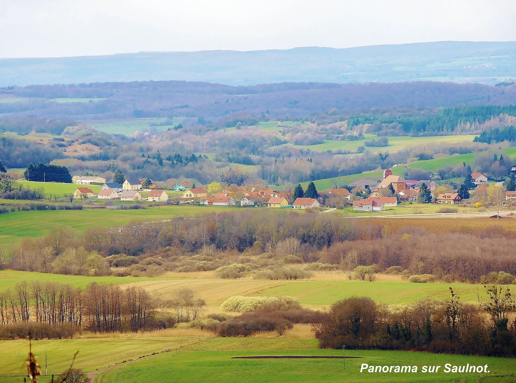 Photo showing: Panorama de Saulnot et de son marais vus du belvédère de bois Lassus, à Chavanne.