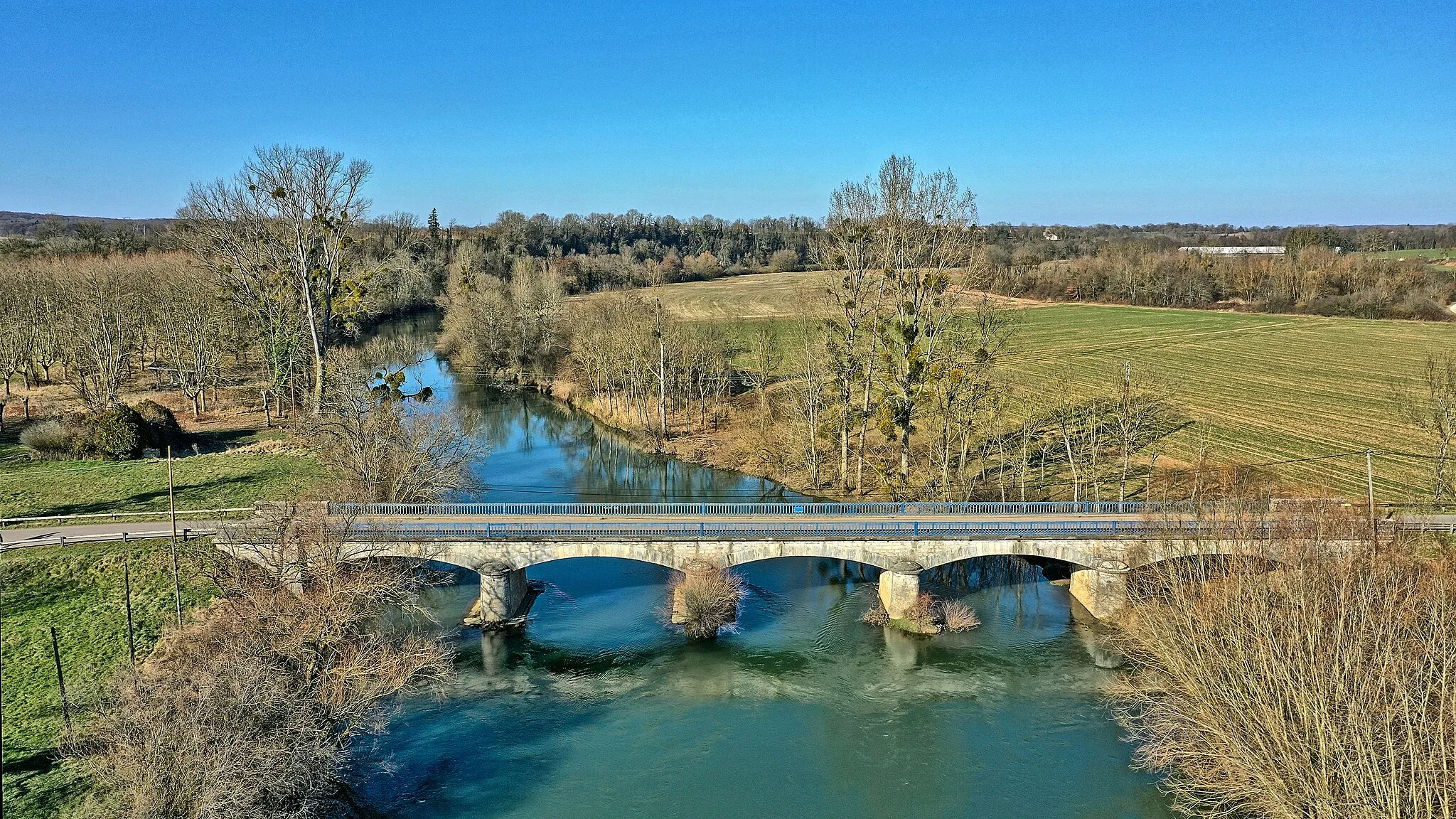 Photo showing: Le pont sur l'Ognon reliant Vandelans à Rigney