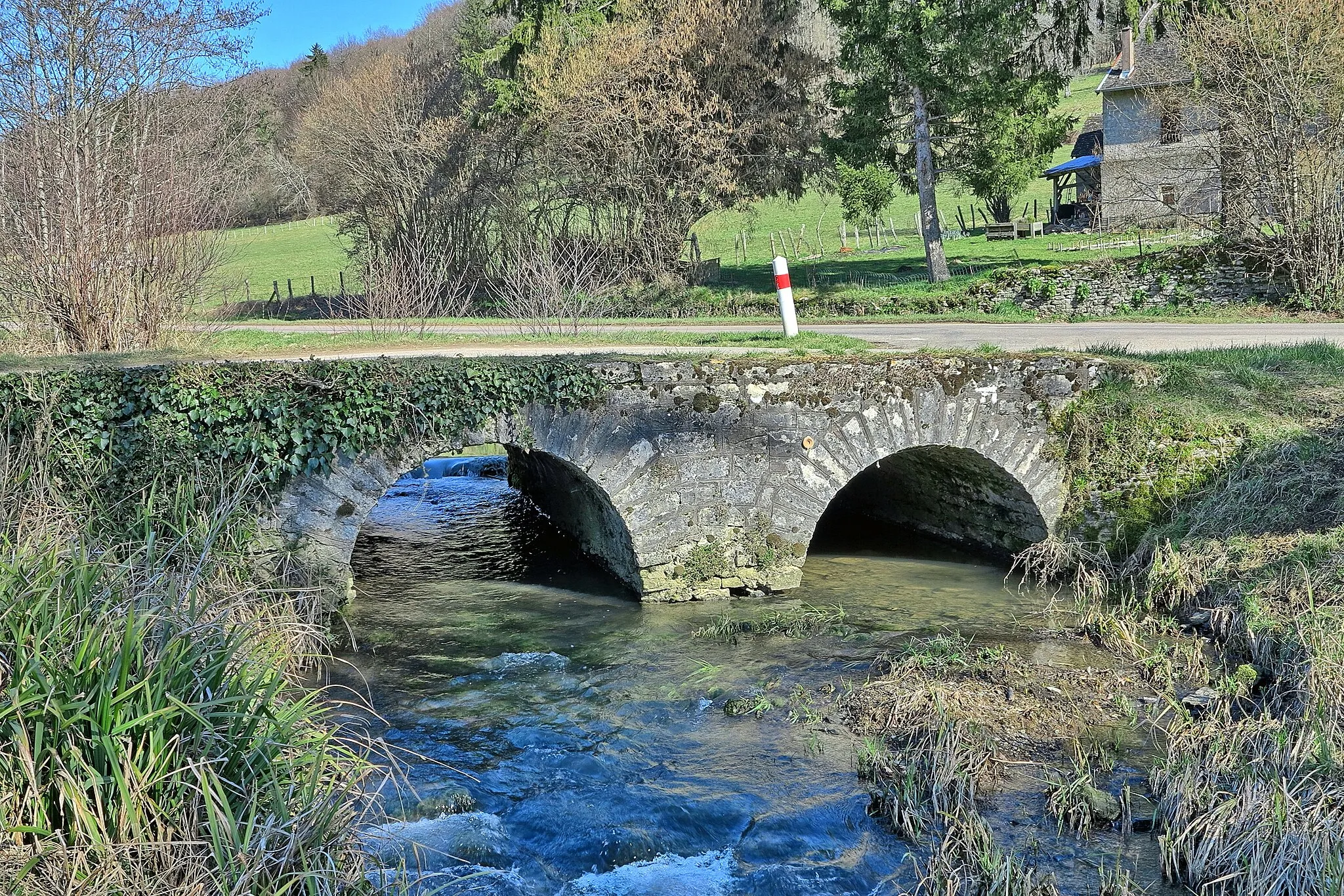 Photo showing: Le pont sur la Buthiers à Sorans-lès-Breurey