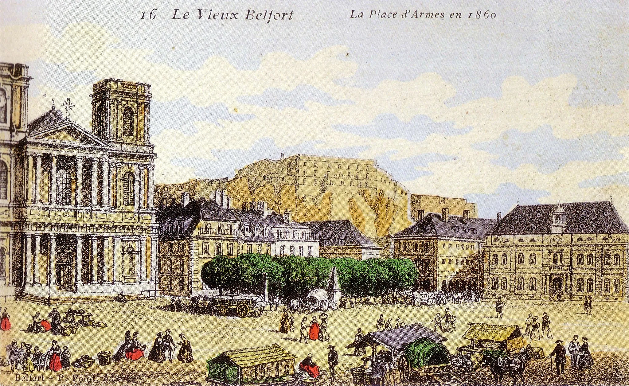 Photo showing: Aquarelle représentant le centre de Belfort en 1860