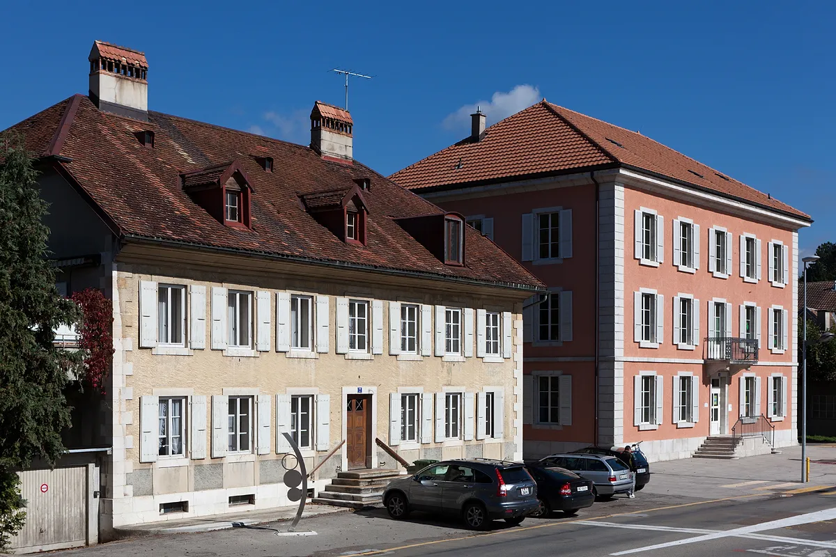 Photo showing: Fleurier, view to Chapeau de Napoléon, Val-de-Travers, Neuchâtel.