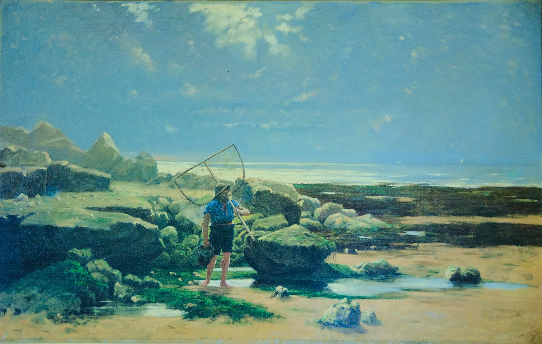 Photo showing: Marée basse, le pêcheur de crevettes (1879) par Albert-Frédéric-Alexandre Mittenhoff, huile sur toile, 78 x 122cm