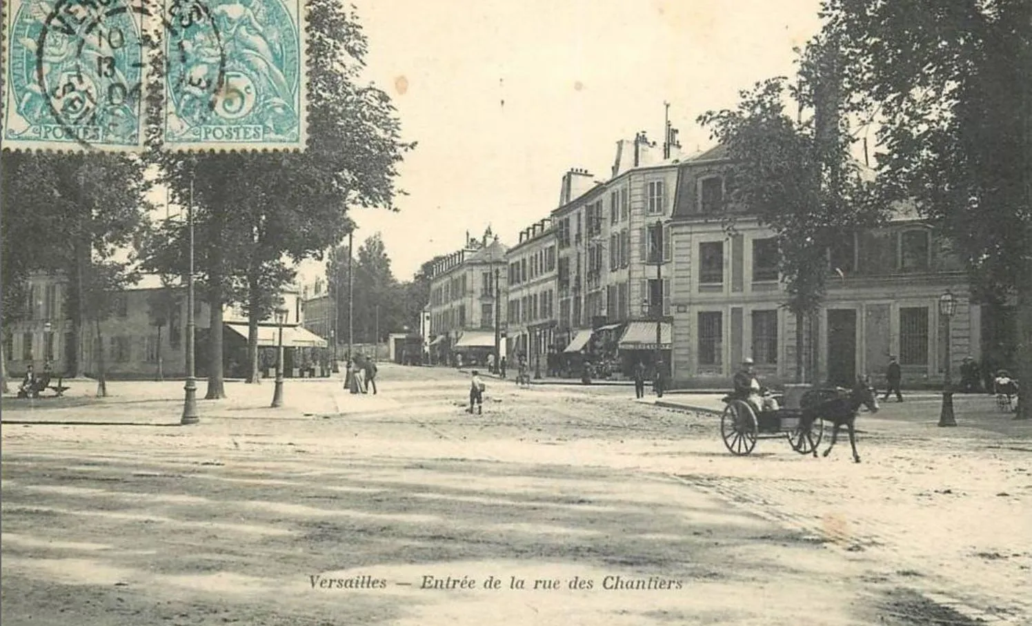 Photo showing: Carte postale du début du XXe siècle avec en photo le carrefour de l'avenue de Paris avec la rue des Chantiers.