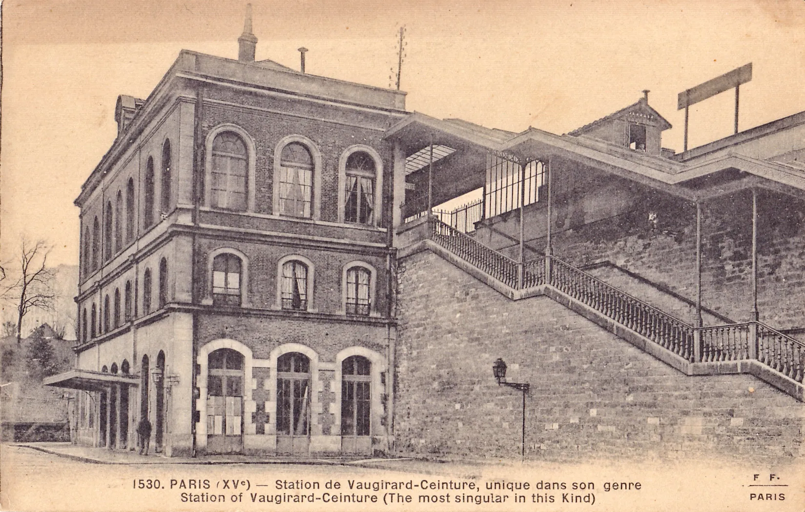 Photo showing: Carte postale ancienne éditée par  FF, n°1530 : PARIS - Station de Vaugirard-Ceinture, unique en son genre