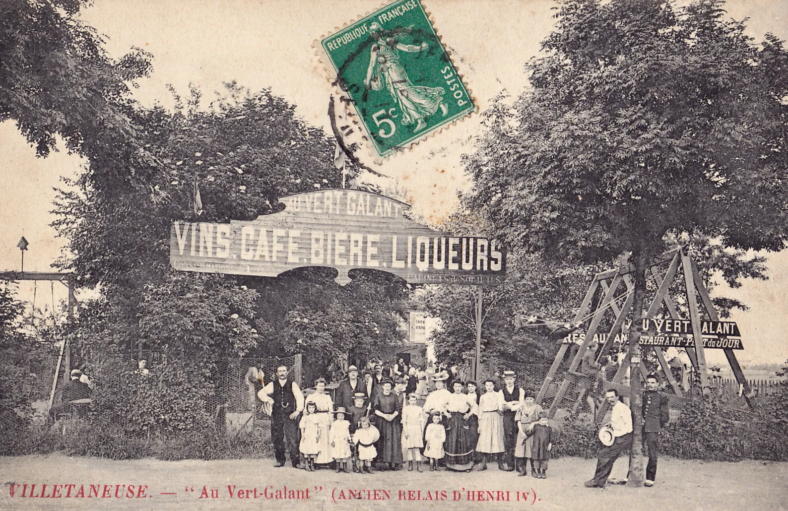Photo showing: Carte postale ancienne sans mention d'éditeur: VILLETANEUSE - "Au Vert Galant" (ancien relais d'Henri-IV)