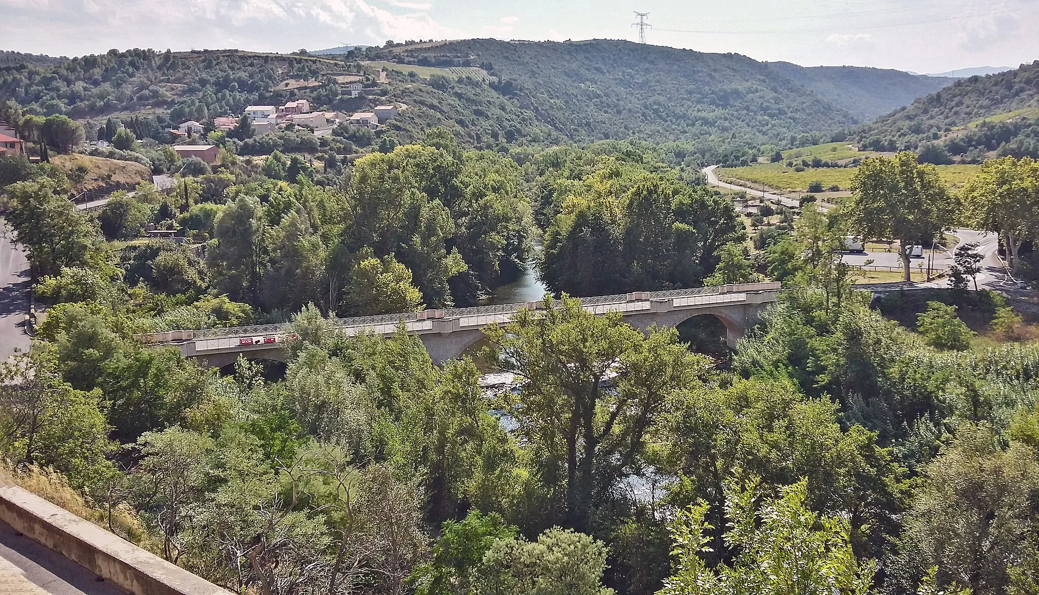 Photo showing: Latour-de-France, Pyrénées-Orientales, France - the bridge over the Agly from Place Bellevue.