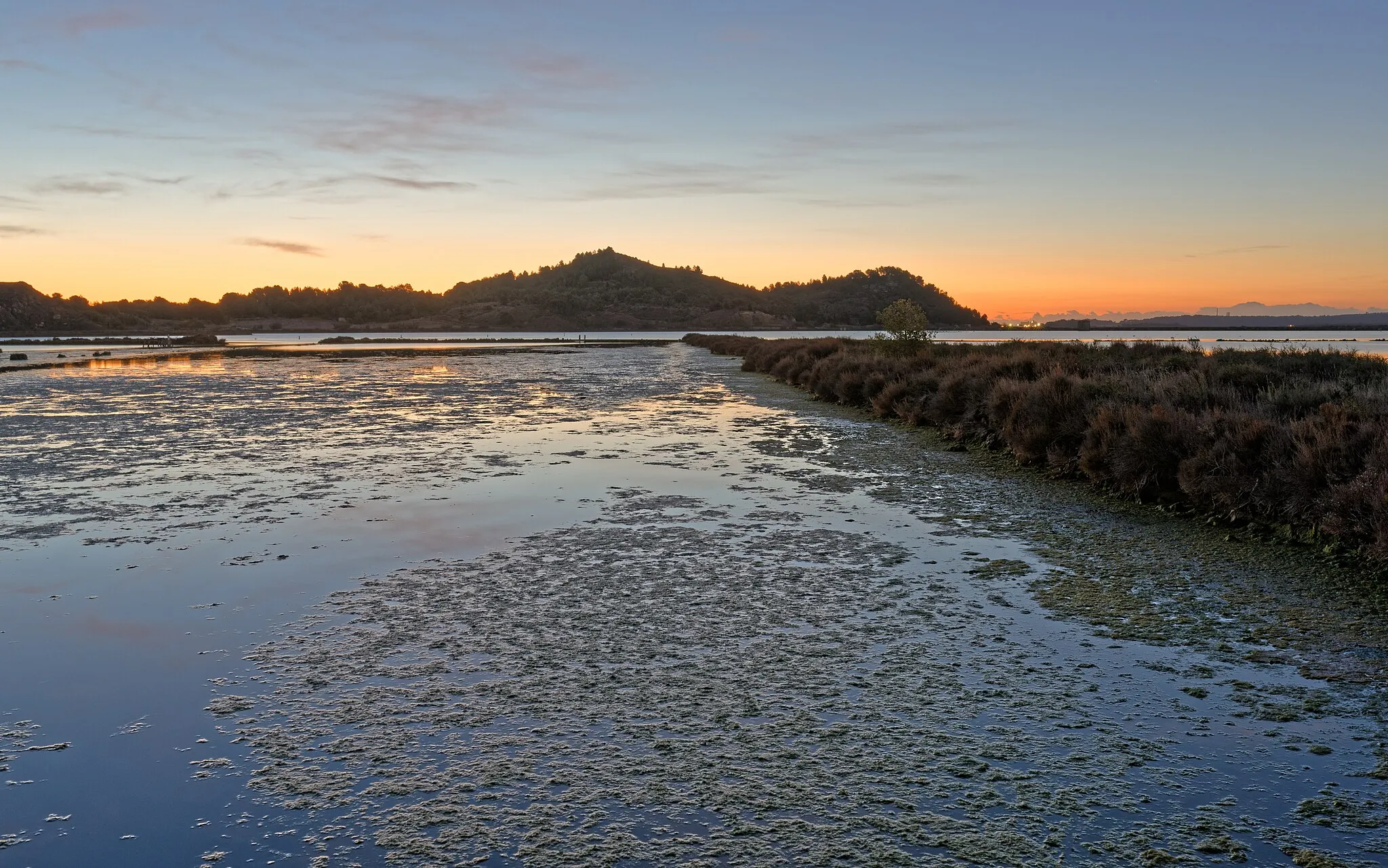 Photo showing: Sunrise in the former salt ponds of Peyriac-de-Mer, Aude, France