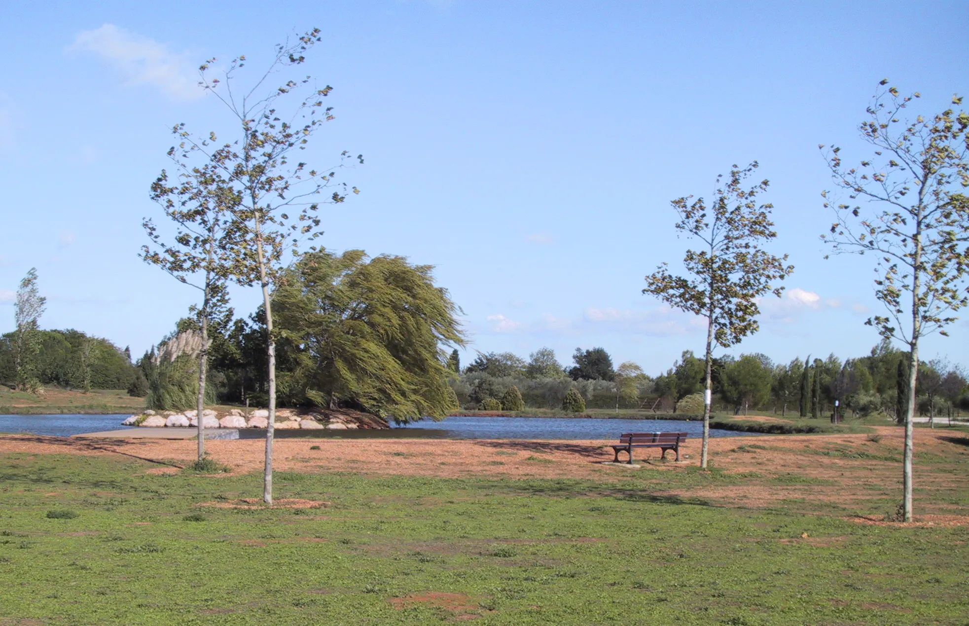 Photo showing: Vue du parc municipal de Garons et de son plan d'eau.

J'ai pris cette photo moi-même le 26 septembre 2006. Elle a été recadrée et a subie une correction chromatique.