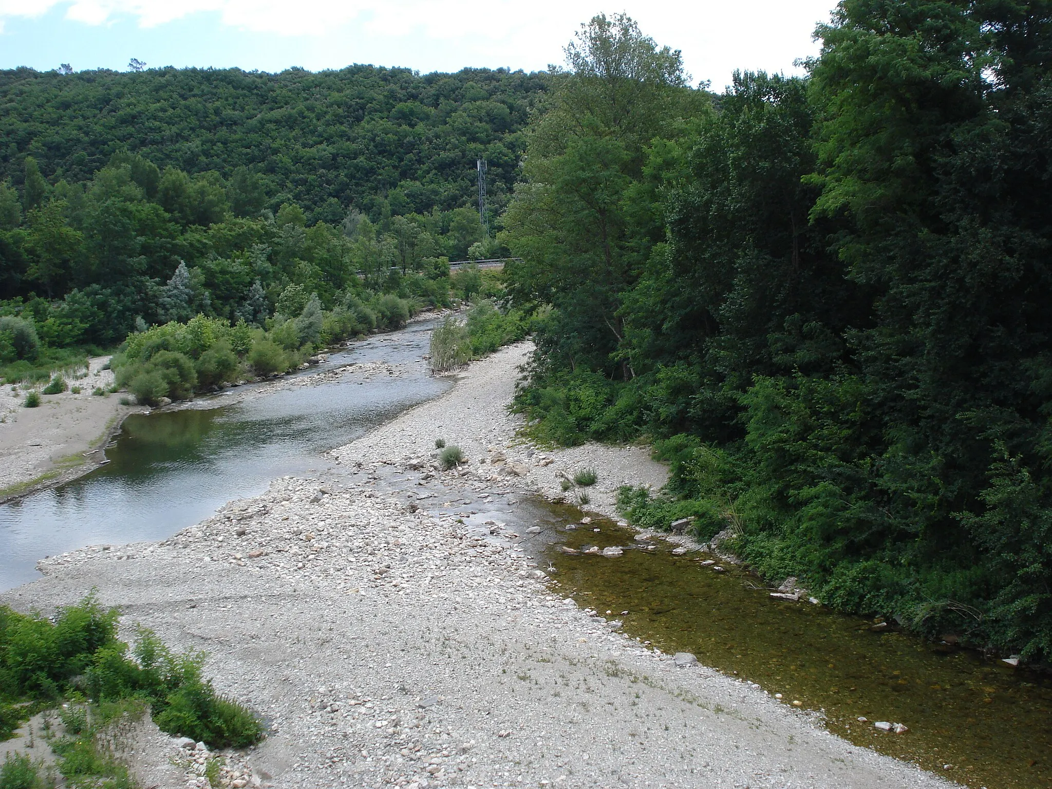 Photo showing: Cendras (Gard, Fr), le Galeizon débouchant dans le Gardon d'Alès