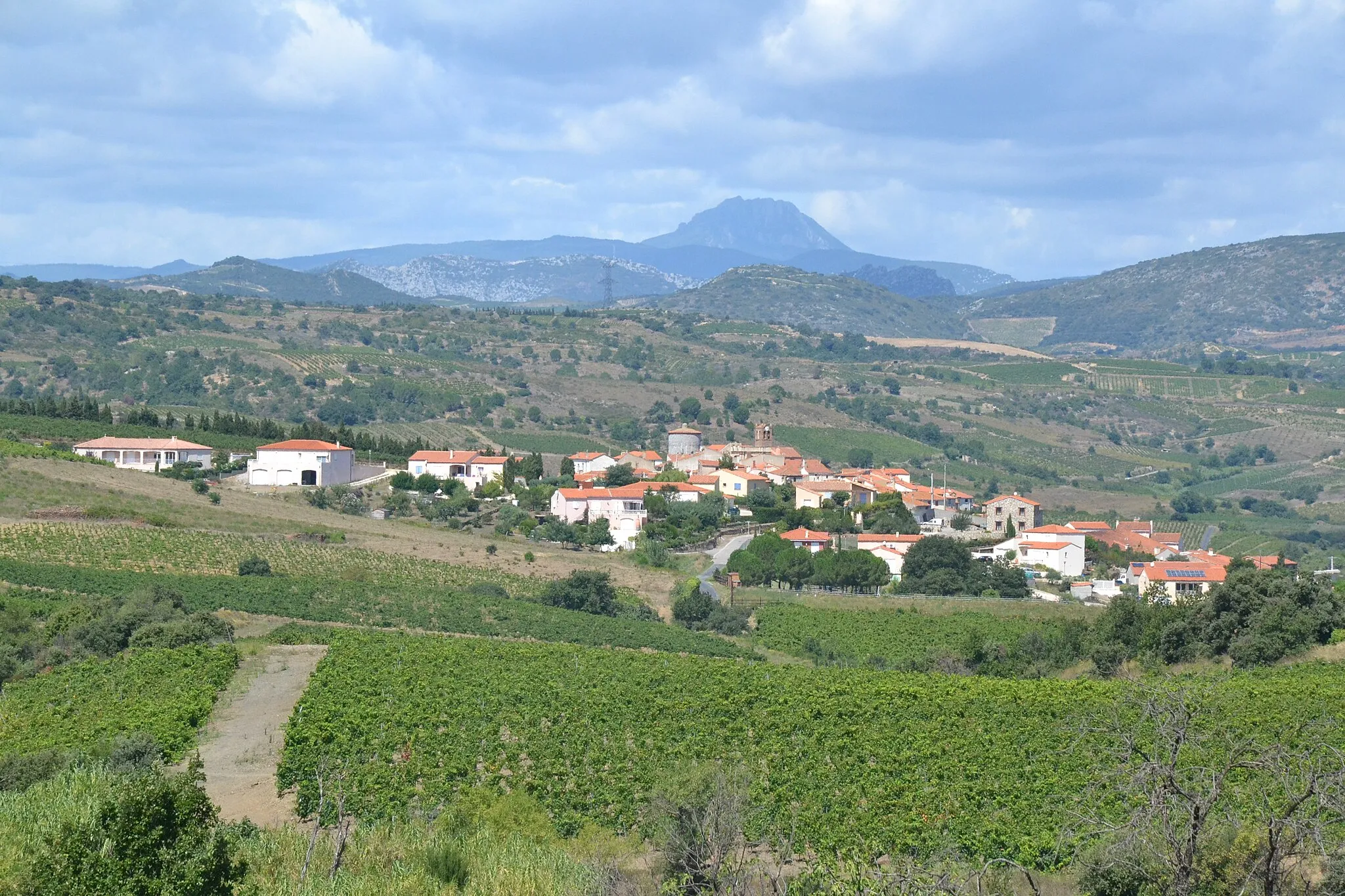 Photo showing: Montner (P.-O., France) et le pic de Bugarach.