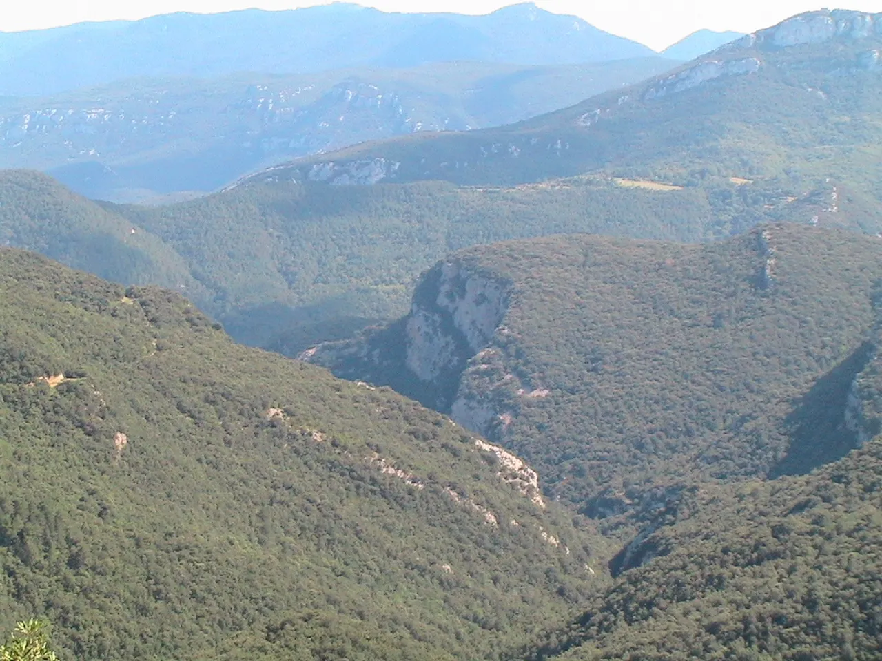 Photo showing: Versant espagnole des Pyrénées près de la frontière hispanico-française. Vue sur le Sud. Photo prise depuis le hameau de Tapis, Commune de Maçanet de Cabrenys, Province de Gérone, Espagne.