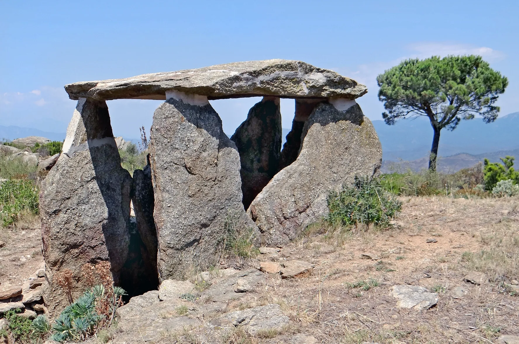 Photo showing: Dolmen Vinyes Mortes I
Chambre funéraire mégalithique
Seconde moitié du IIIè millénaire avant JC
altitude 360 m
Commune de Gerona

Catalogne, Espagne