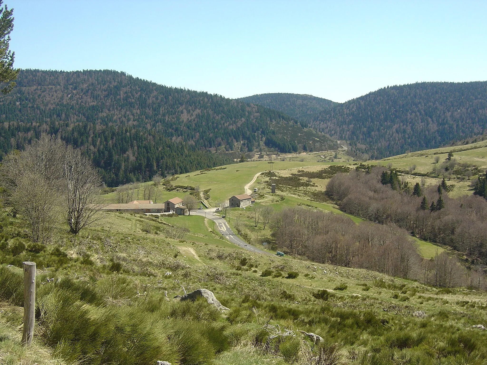 Photo showing: Le col du Bez (1224m) plus bas vu depuis la route du col du Pendu. Plus loin dans la forêt à droite se trouve le col de Meyrand (1370m).