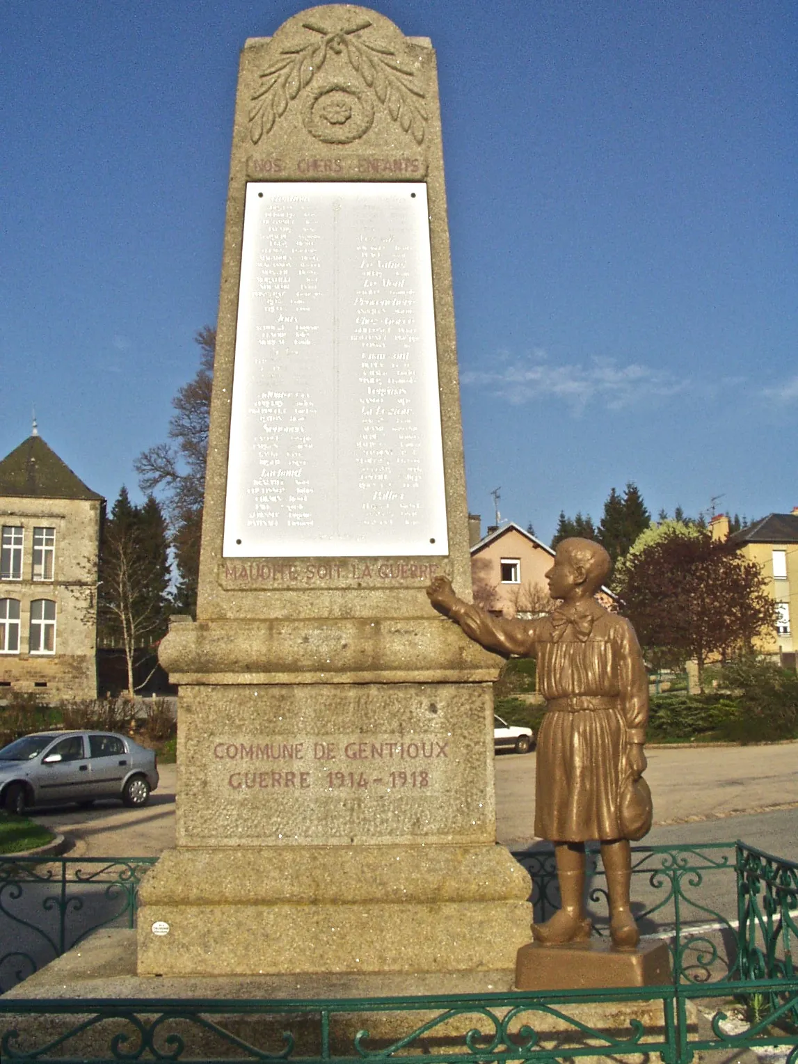 Photo showing: Monument aux morts de la commune de Gentioux-Pigerolles ,Creuse. Voir aussi