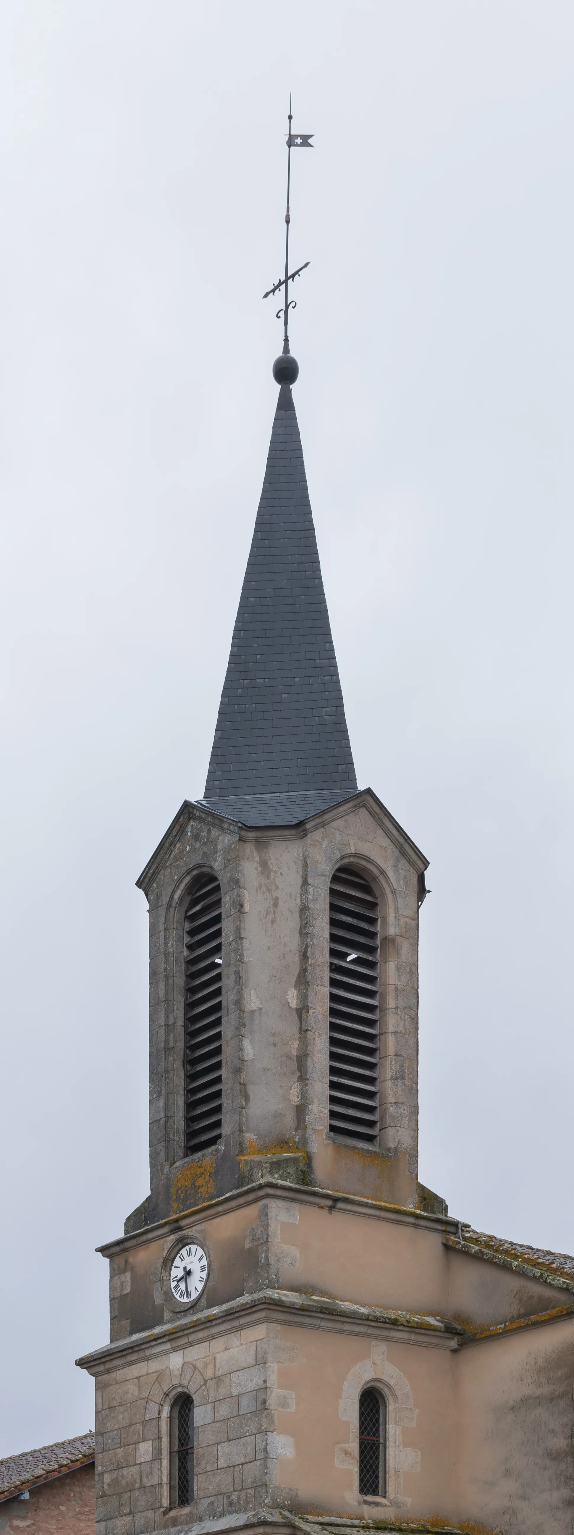 Photo showing: Bell tower of the Saint Anthony church in Chamboret, Haute-Vienne, France