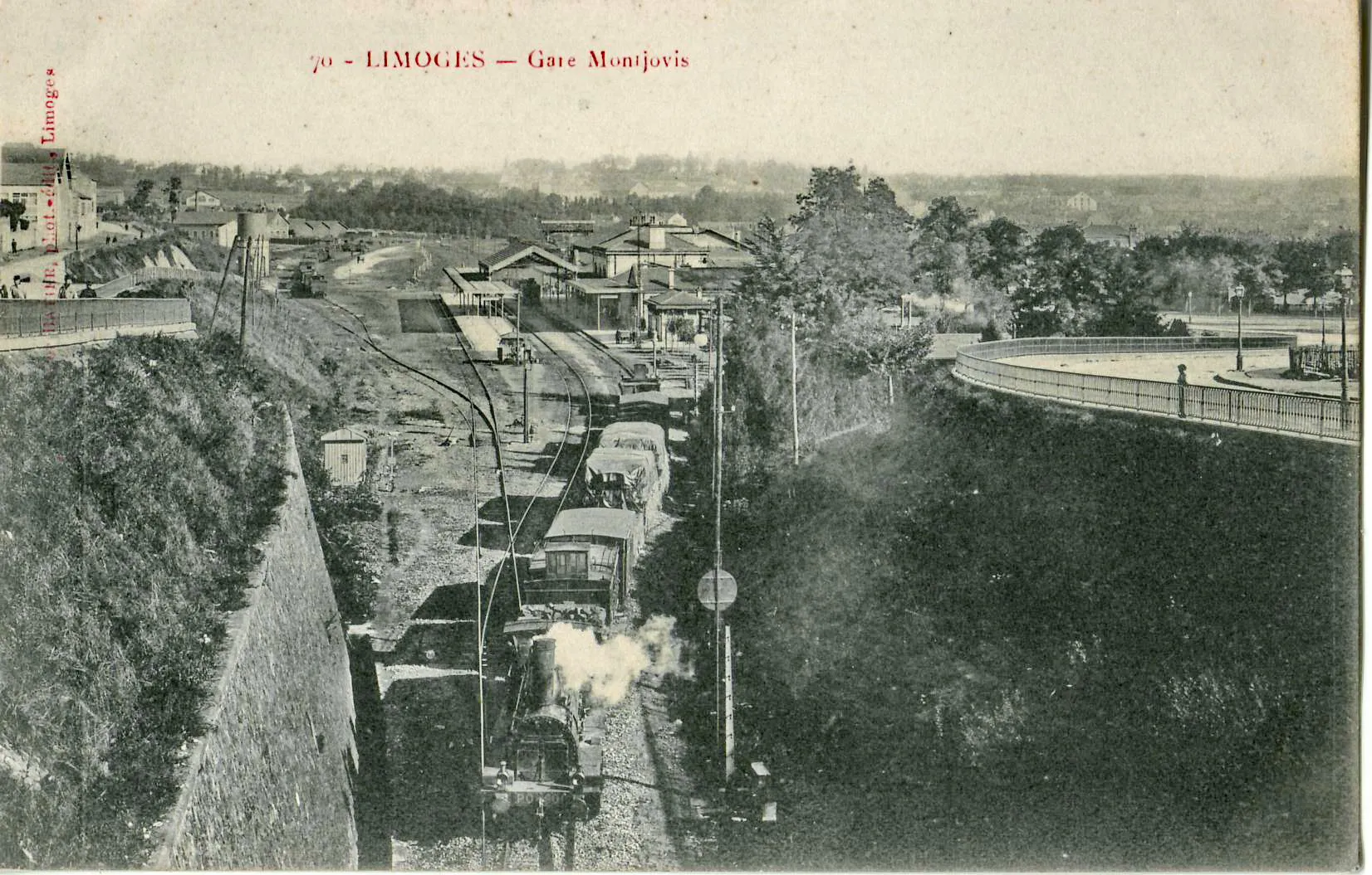 Photo showing: Carte postale ancienne éditée par Datier à Limoges, n°70 : LIMOGES - Gare Montjovis