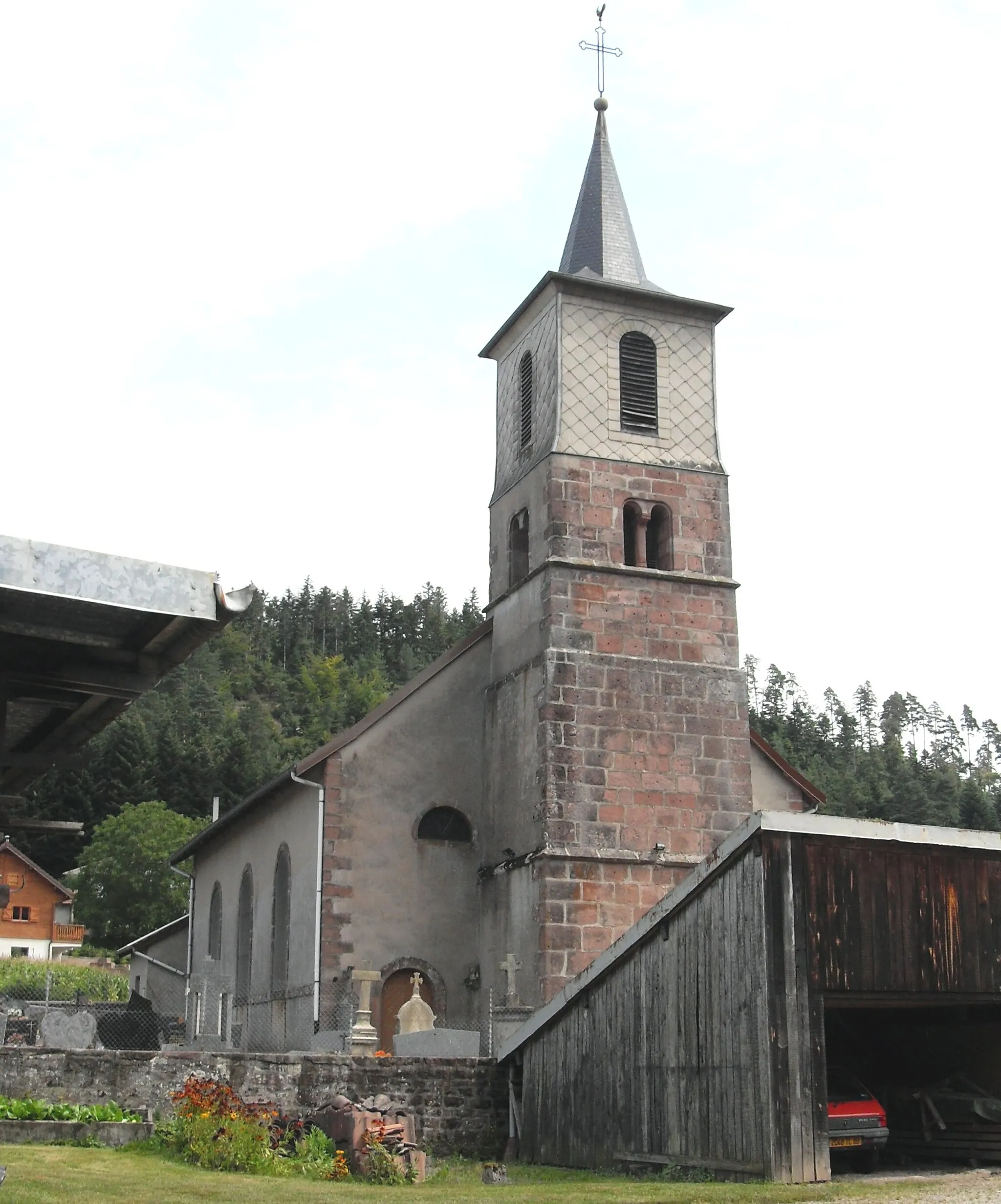 Photo showing: L'église Saint-Jean-Baptiste á Saint-Jean-du-Marché, commune La Neuveville-devant-Lépanges