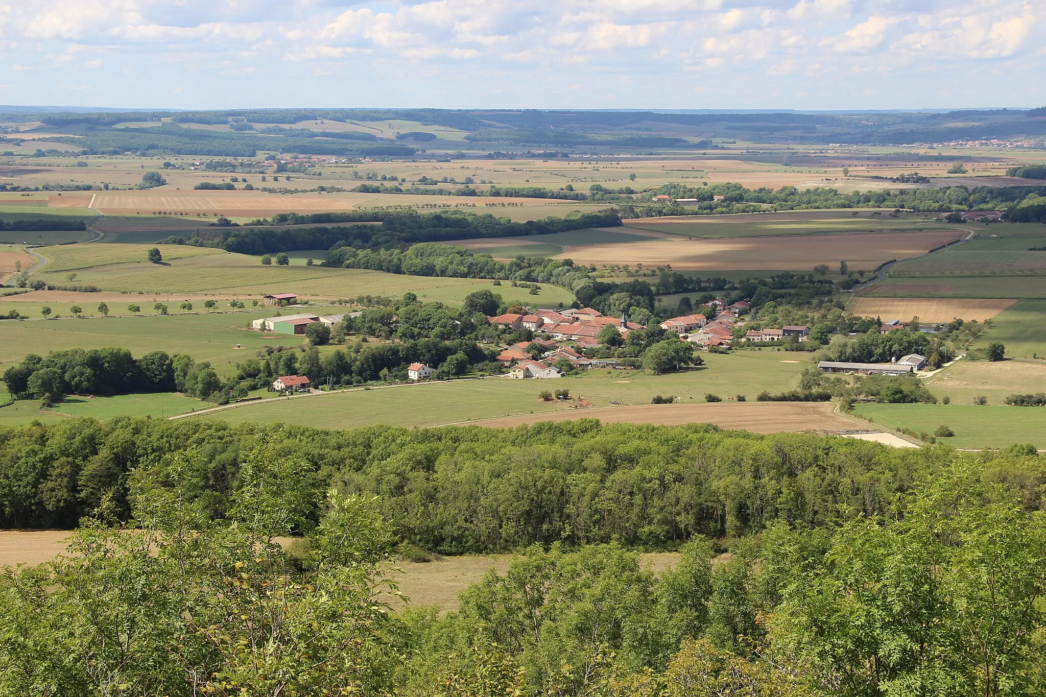 Photo showing: Le village de Chaouilley vu depuis la colline de Sion.