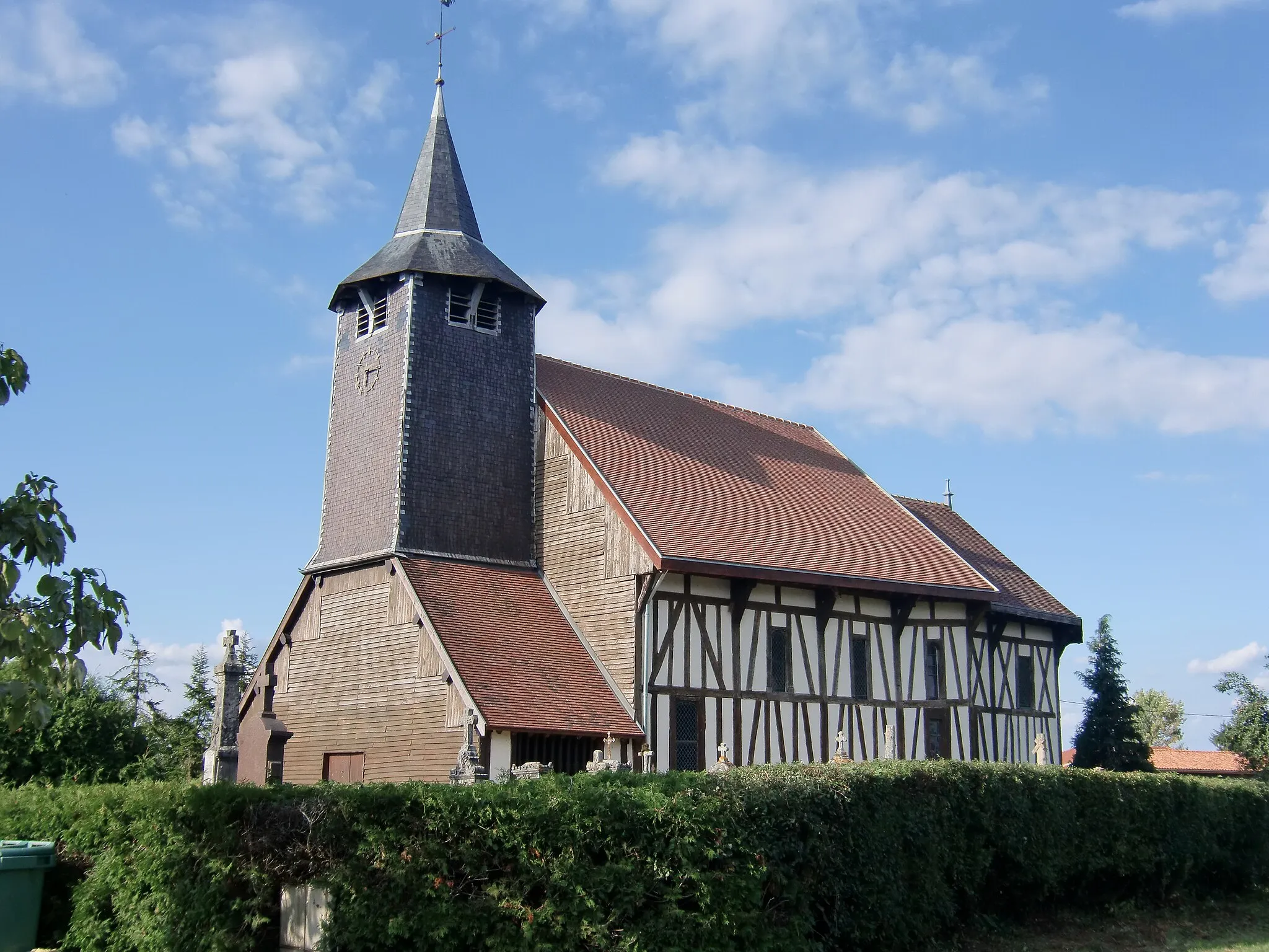 Photo showing: Eglise de la Nativité de la Vierge à Châtillon-sur-Broué (Marne - Champagne - France) édifice à pans de bois du pays du Der