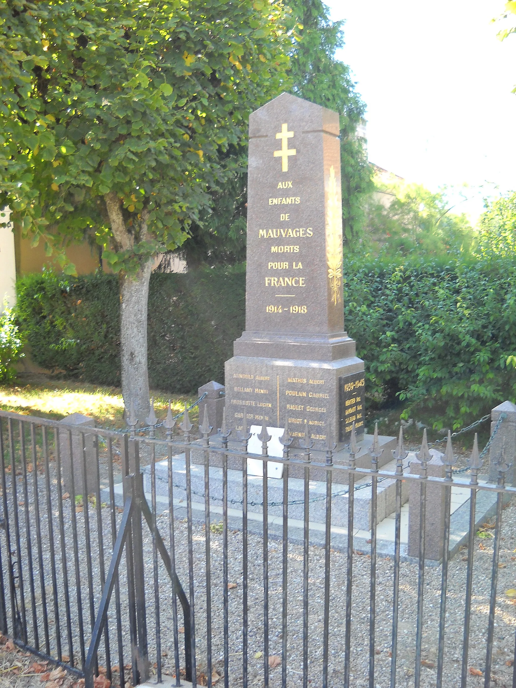 Photo showing: Monument aux morts de Mauvages