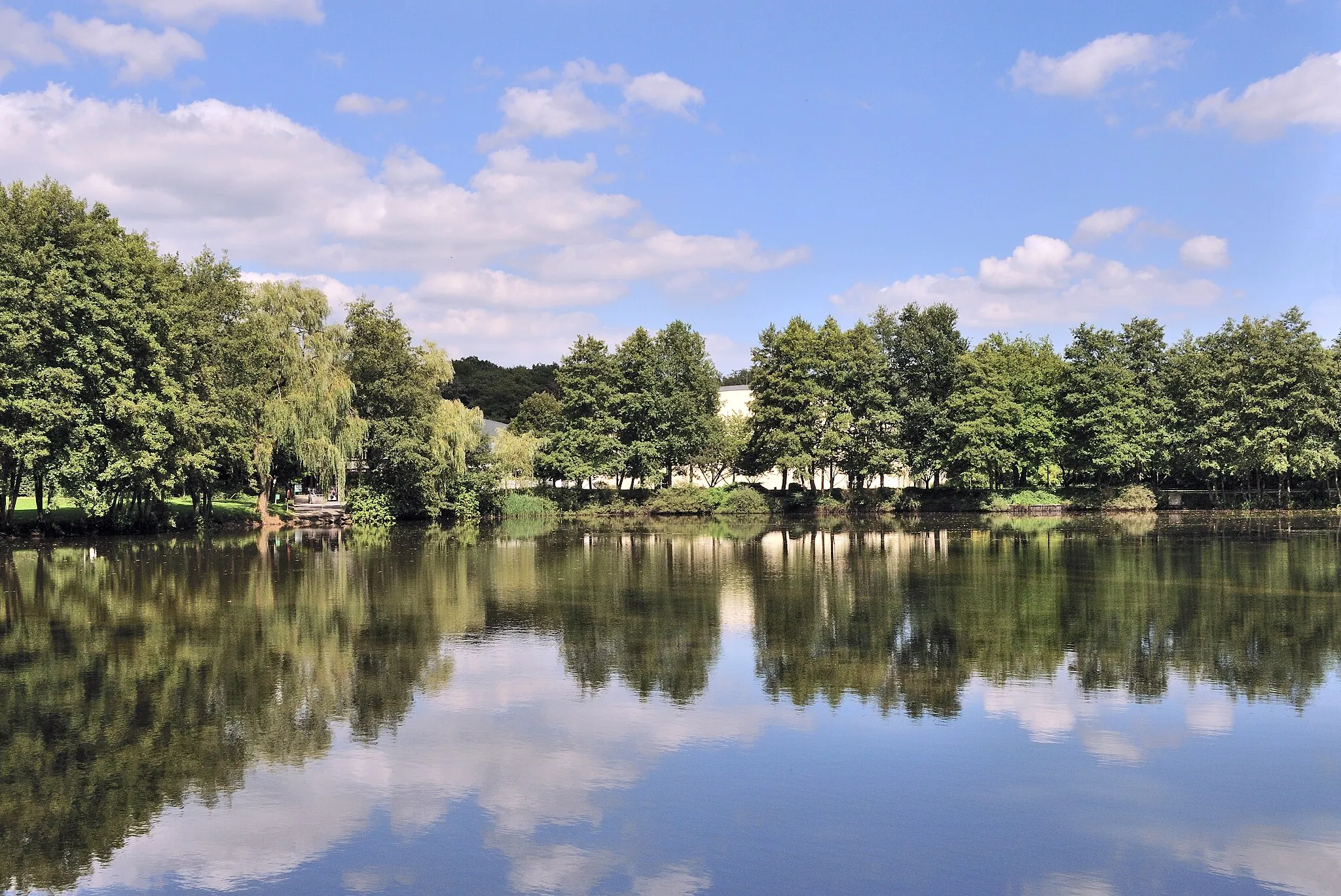 Photo showing: Luxembourg Kockelscheuer: pond close to the ice rink and the public parking.