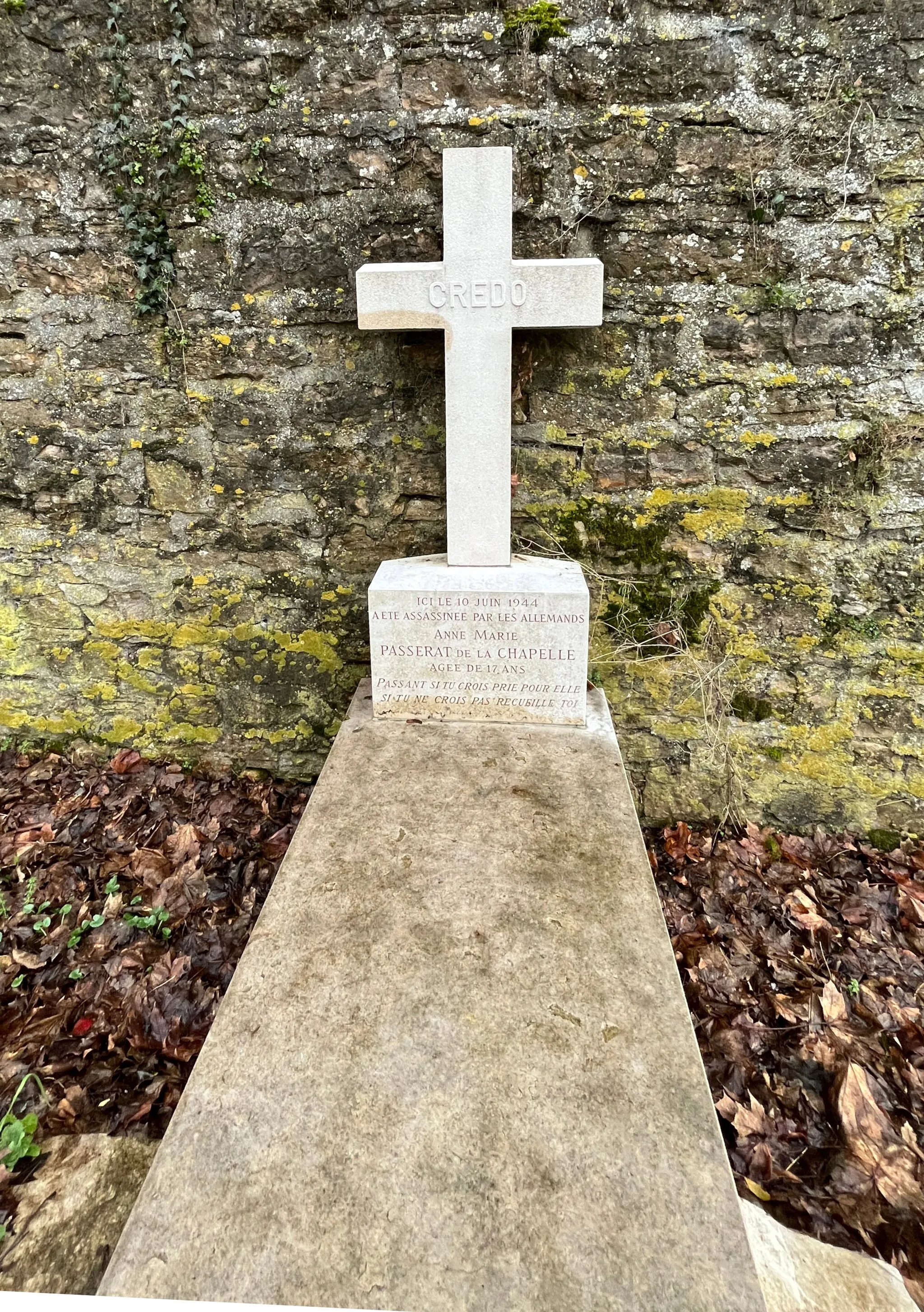 Photo showing: Stèle Anne Passerat de La Chapelle (Caluire-et-Cuire) en janvier 2022.